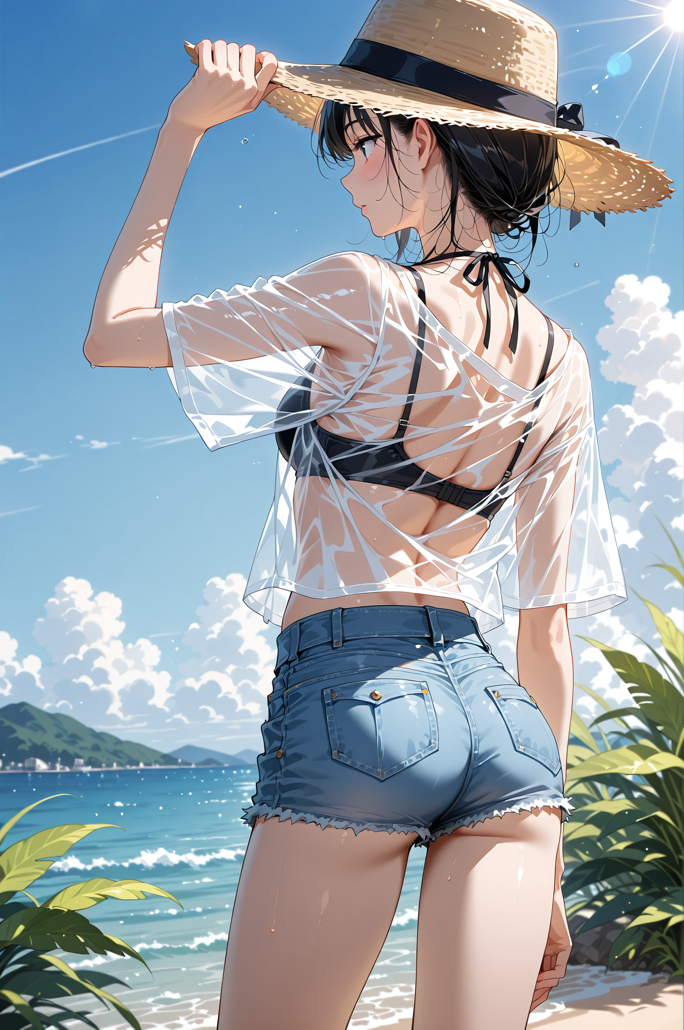麦わら帽子と海辺の夏日 #美少女 #夏 #帽子