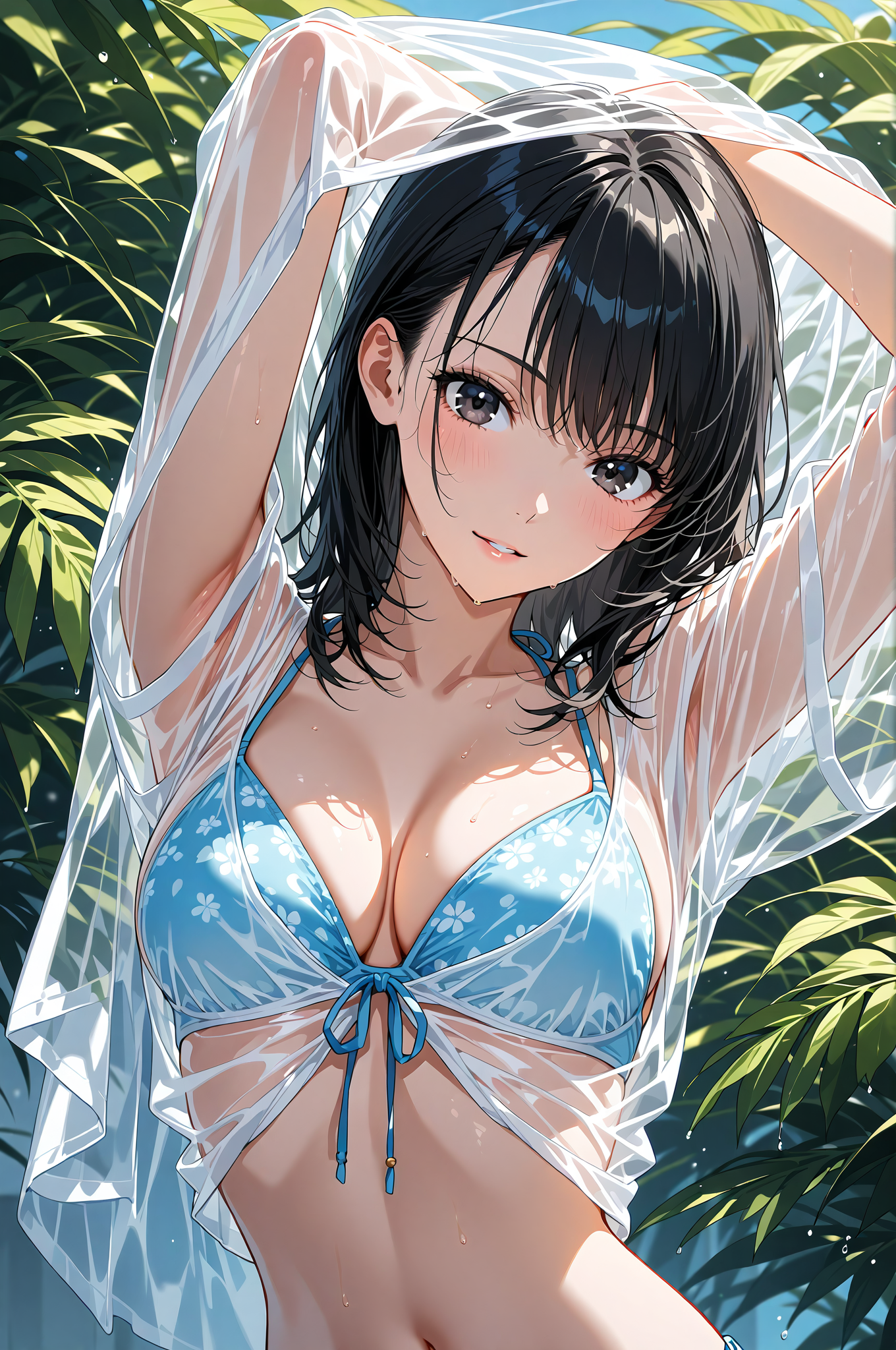 南国の陽光に包まれた黒髪美少女のポートレート #美少女 #アニメ #笑顔