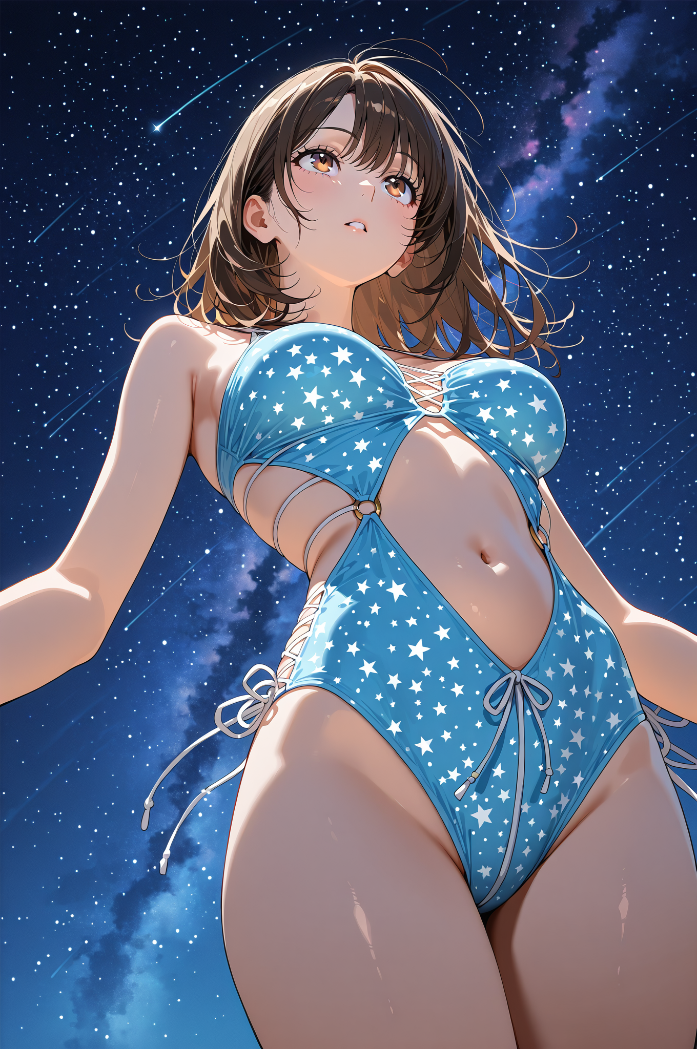 星空を見上げる少女 #美少女 #AI生成 #アニメ調