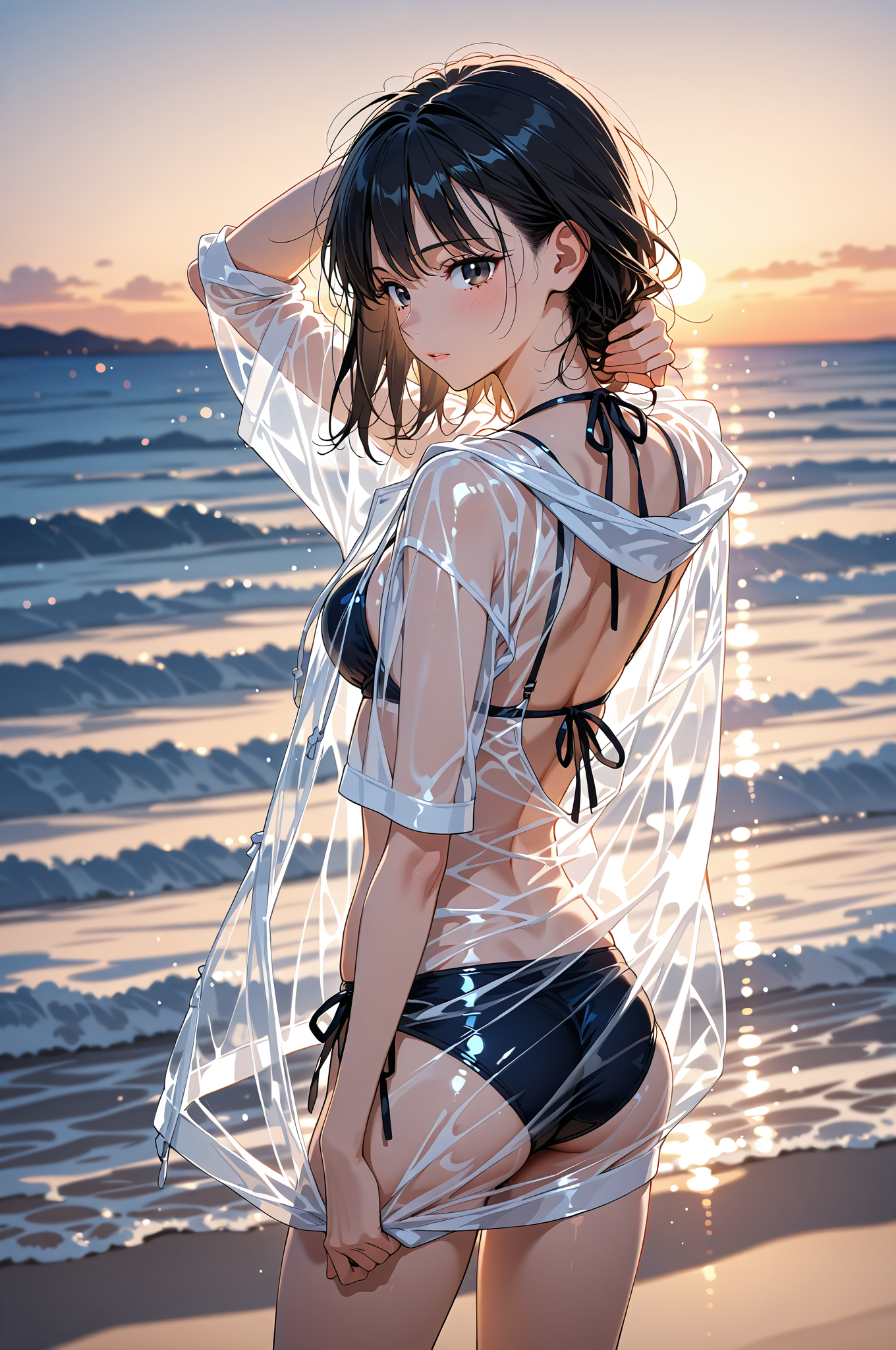 夕焼けビーチの白いシャツ美少女ポートレート #美少女 #屋外 #笑顔