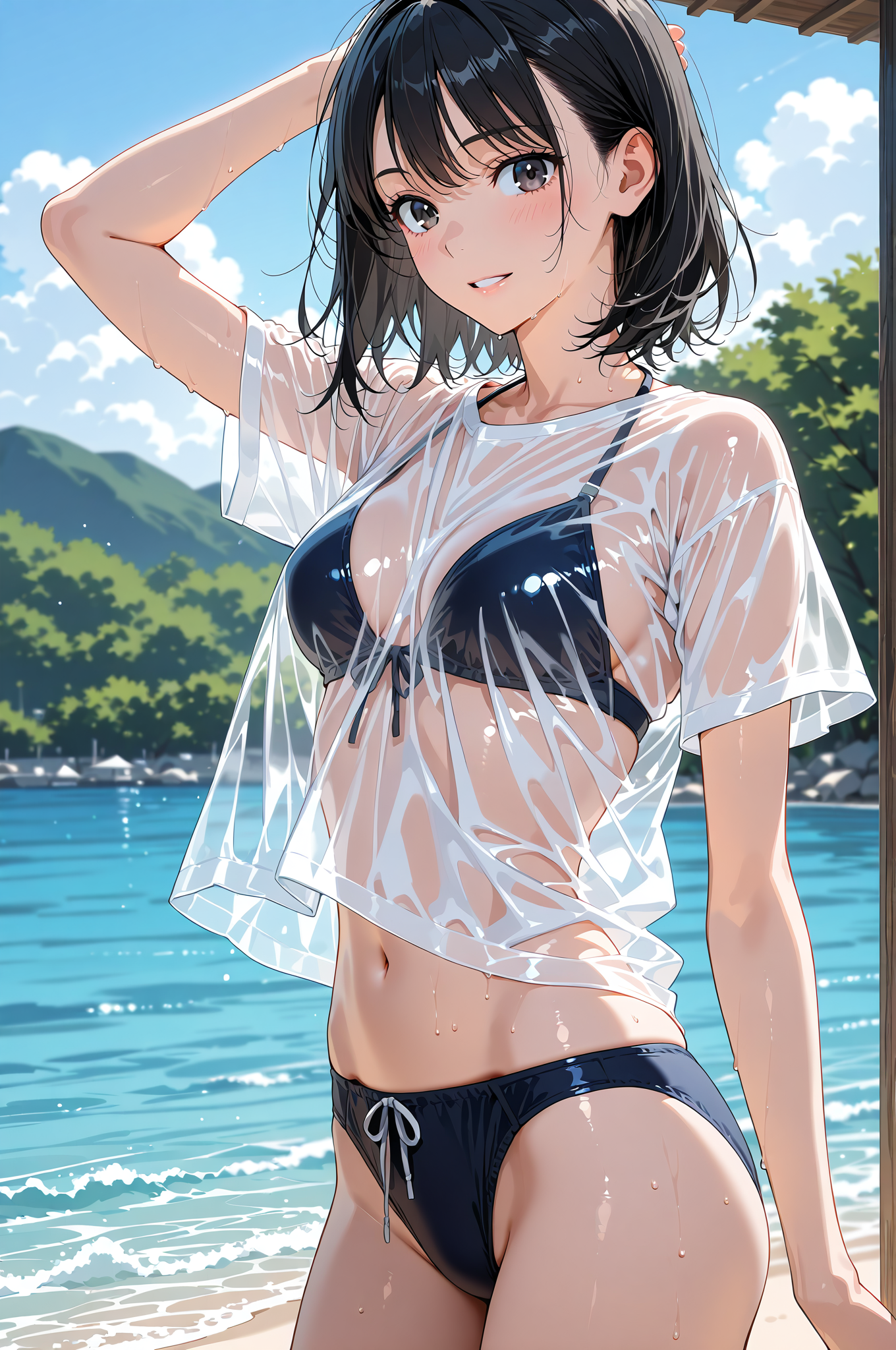 青い海辺の爽やかなポートレート #美少女 #アニメ #衣装
