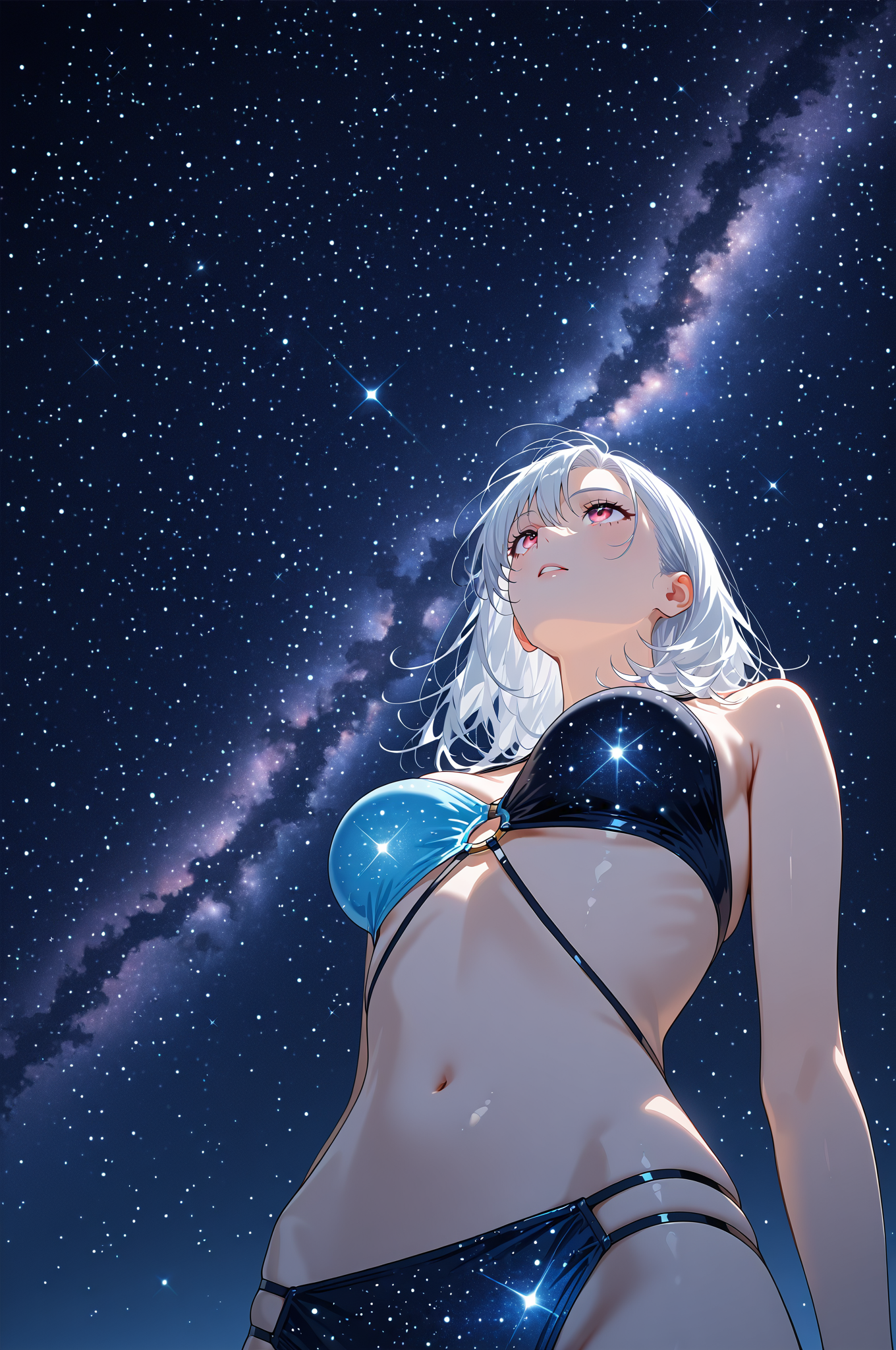 星空を見つめる白髪の美少女 #美少女 #顔 #表情