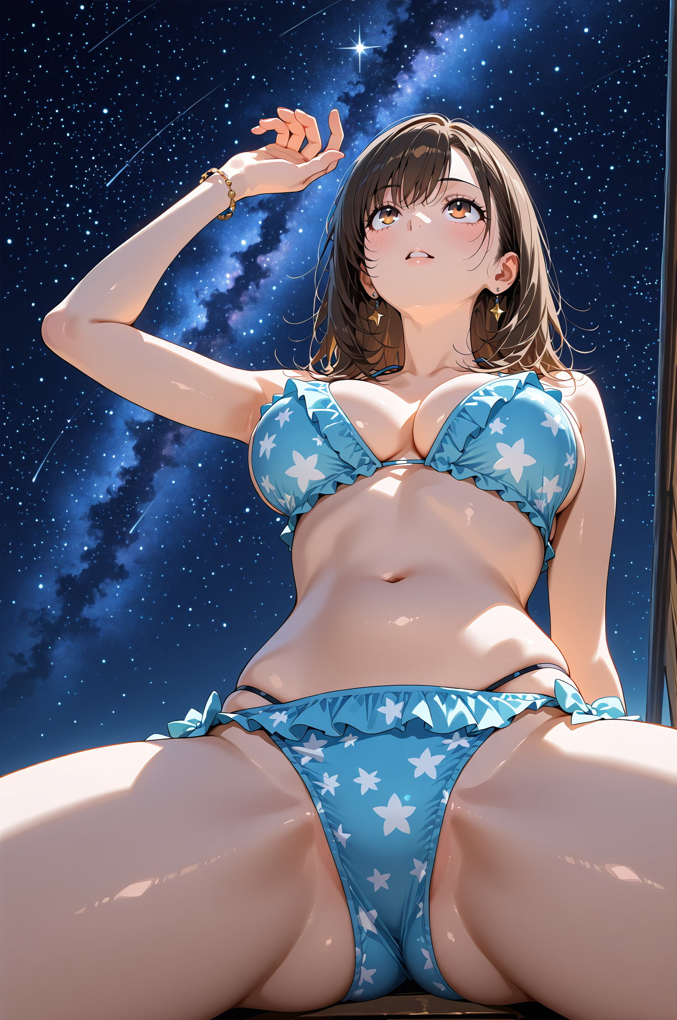 星空を見上げる夜のポートレート #美少女 #肌 #魅力的