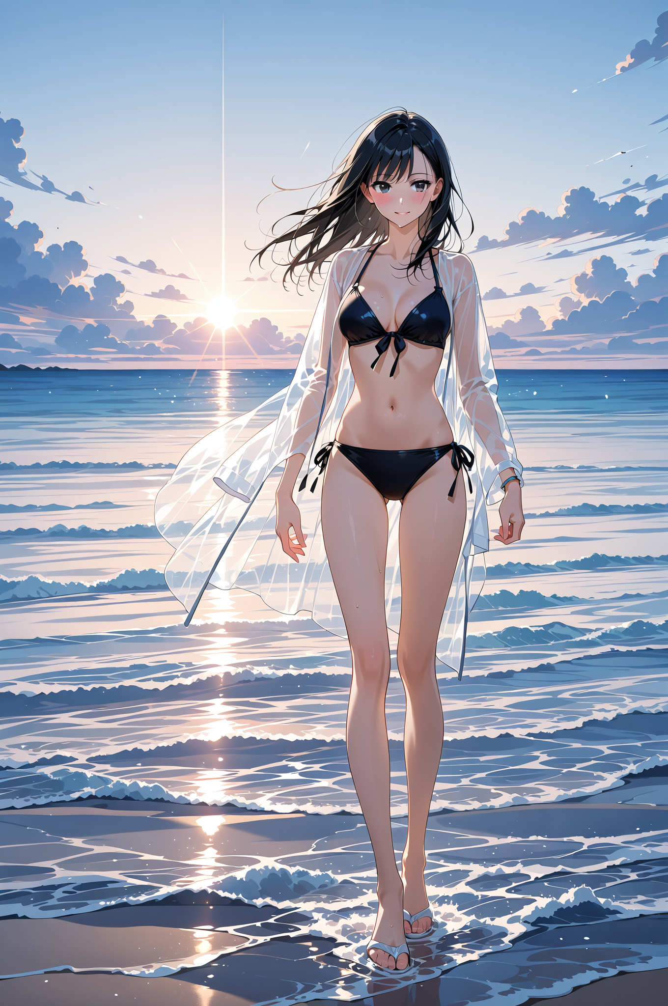 夕焼け海岸のビキニポートレート #美少女 #水着 #ビキニ