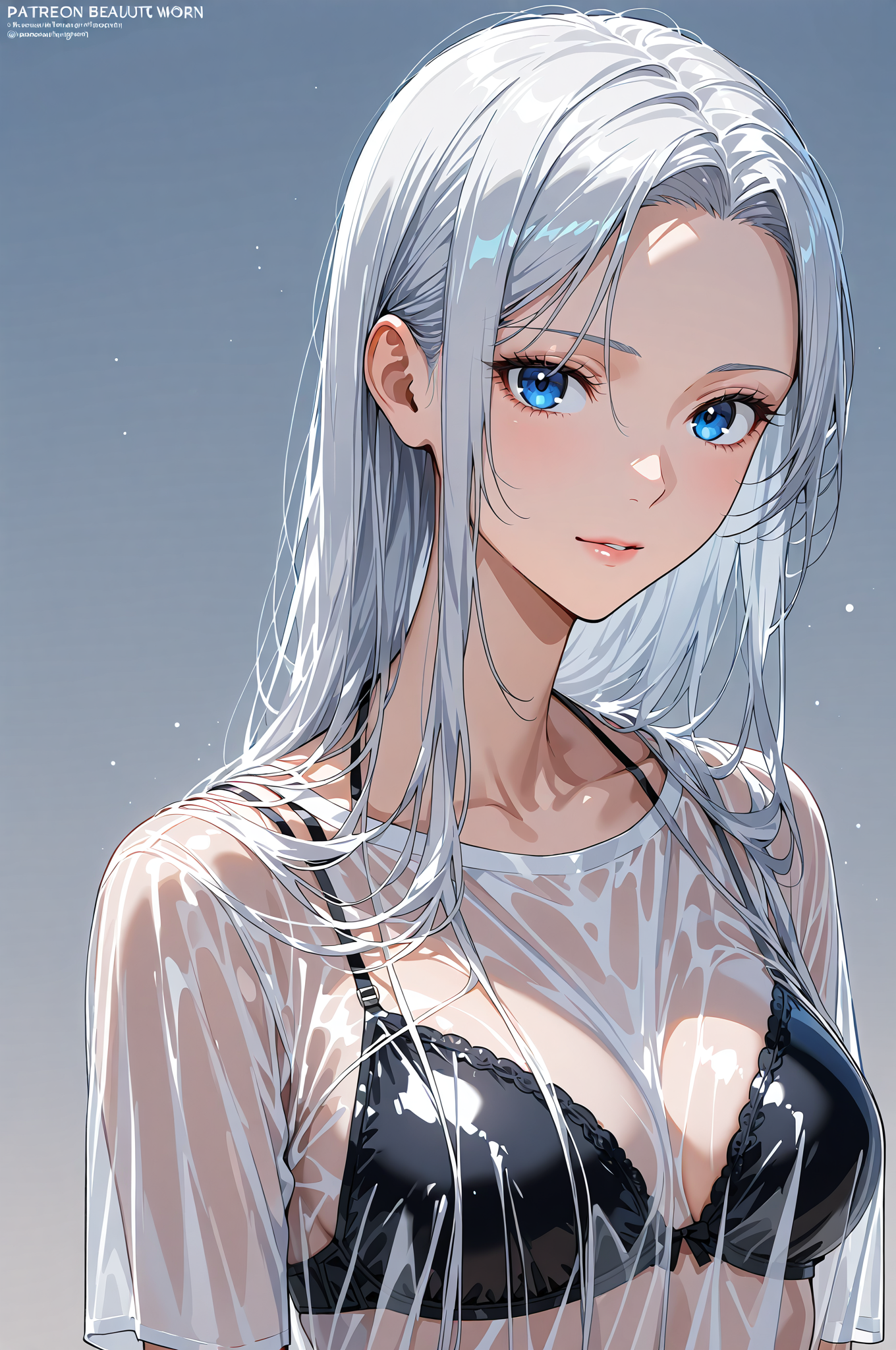 銀髪ロングヘアの清潔感あるアニメ調ポートレート #美少女 #アニメ調 #漫画風