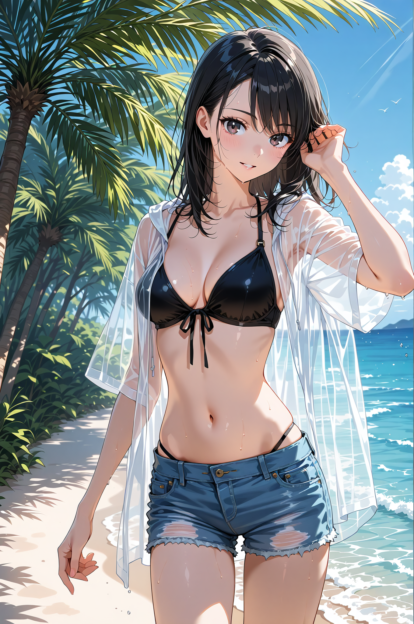 トロピカルビーチの爽やかなポートレート #美少女 #屋外 #ファッション