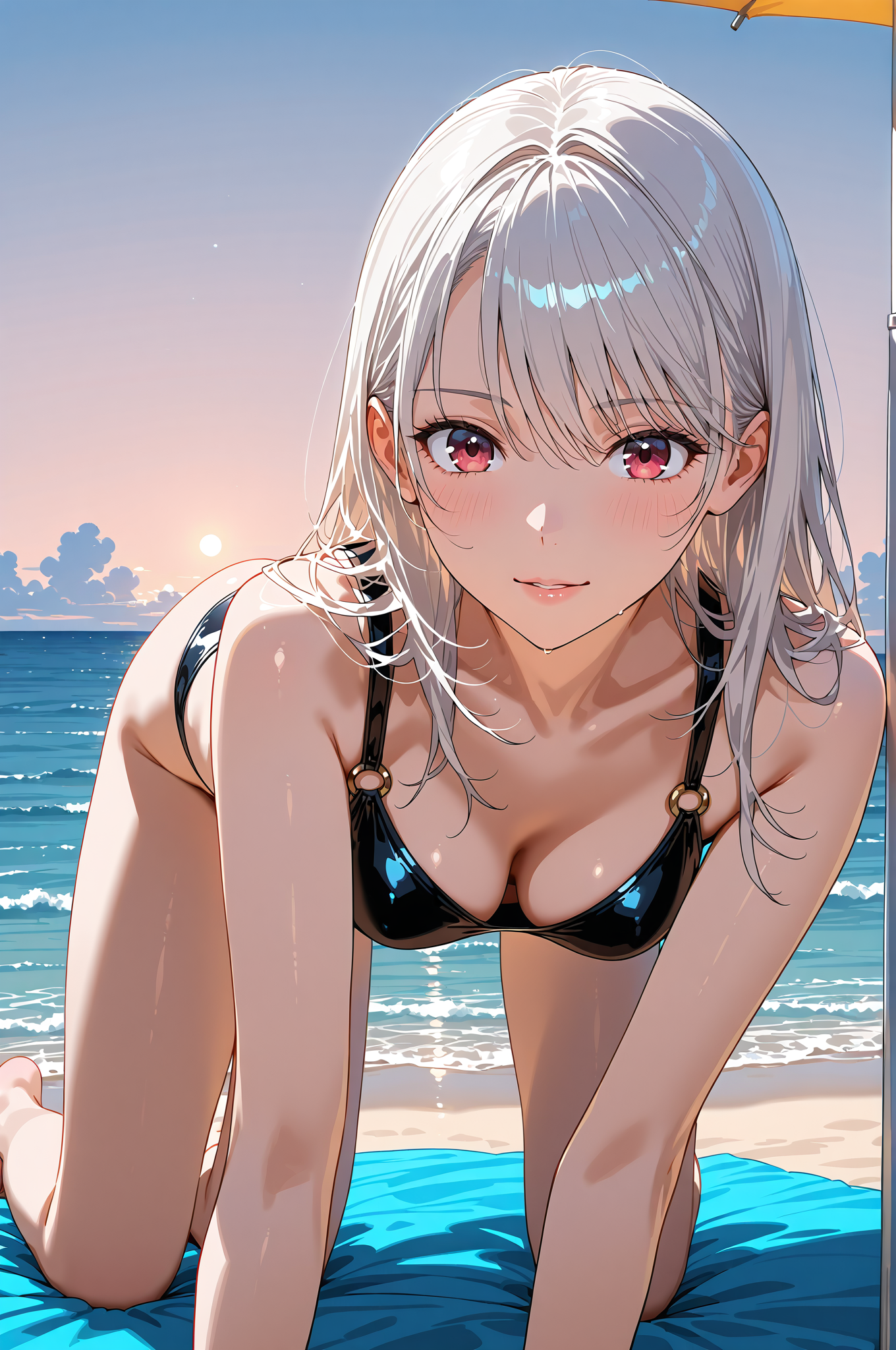 白髪美少女の夏海ポートレート #美少女 #アニメ調 #かわいい