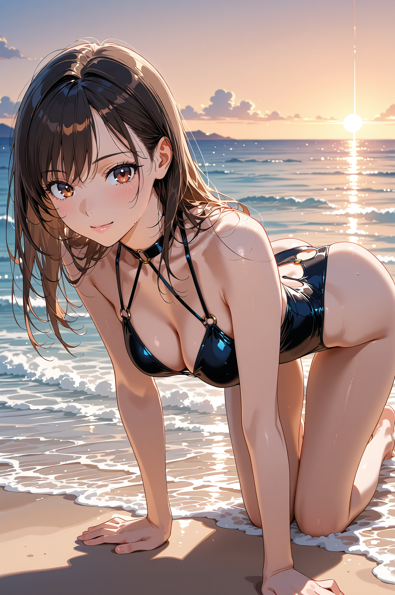 夕焼けビーチの笑顔ポートレート #美少女 #屋外 #笑顔