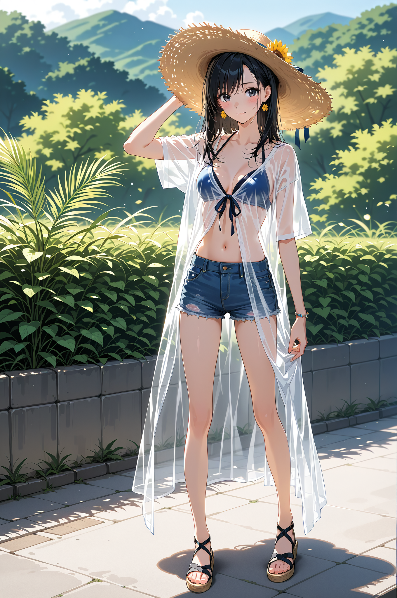 麦わら帽子と白シャツの夏のポートレート #美少女 #屋外 #帽子