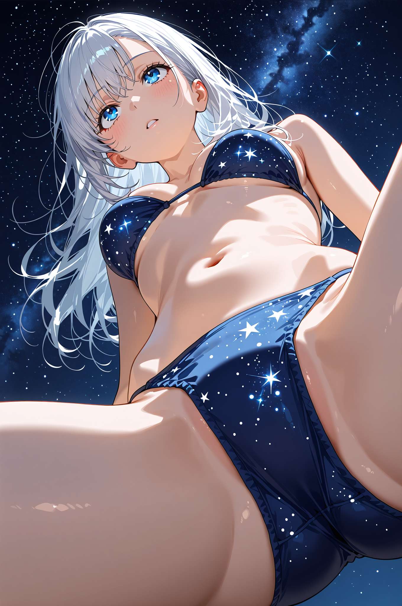 星空を纏った白髪美少女のポートレート #美少女 #アニメ調 #かわいい