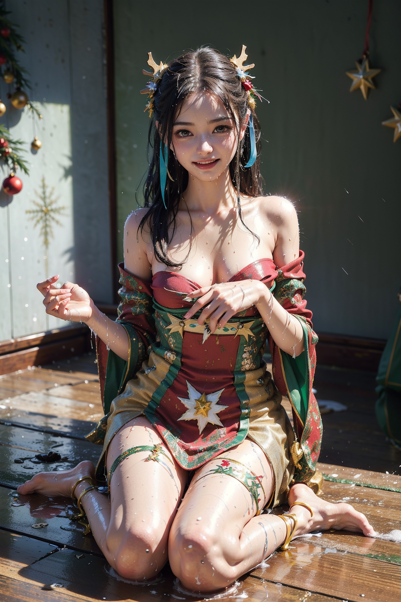 クリスマス衣装の笑顔ポートレート #美少女 #アニメ調 #衣装