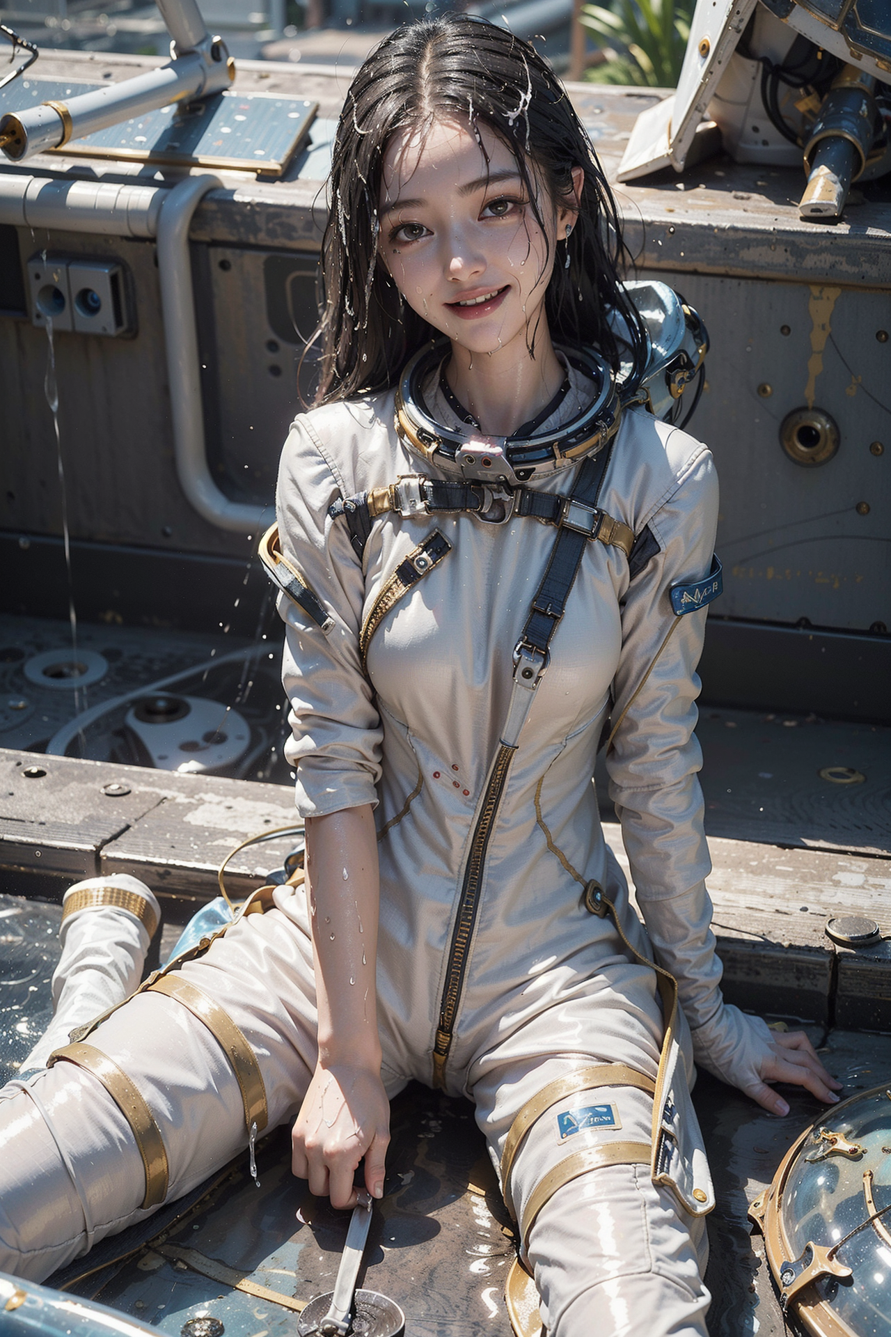 宇宙服姿で笑う黒髪少女のポートレート #美少女 #屋外 #笑顔