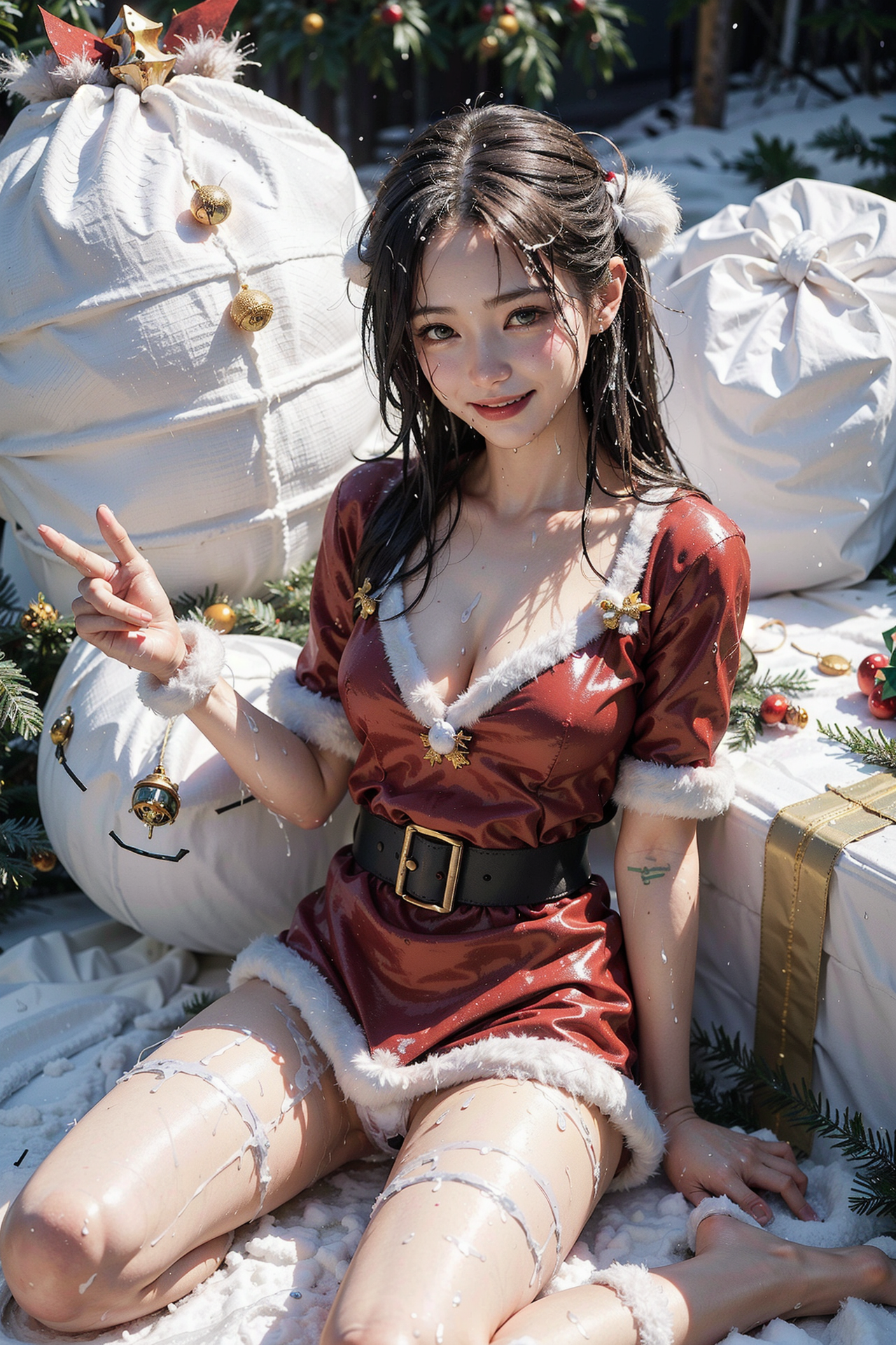 雪景色で微笑むクリスマスポートレート #美少女 #アニメ調 #笑顔