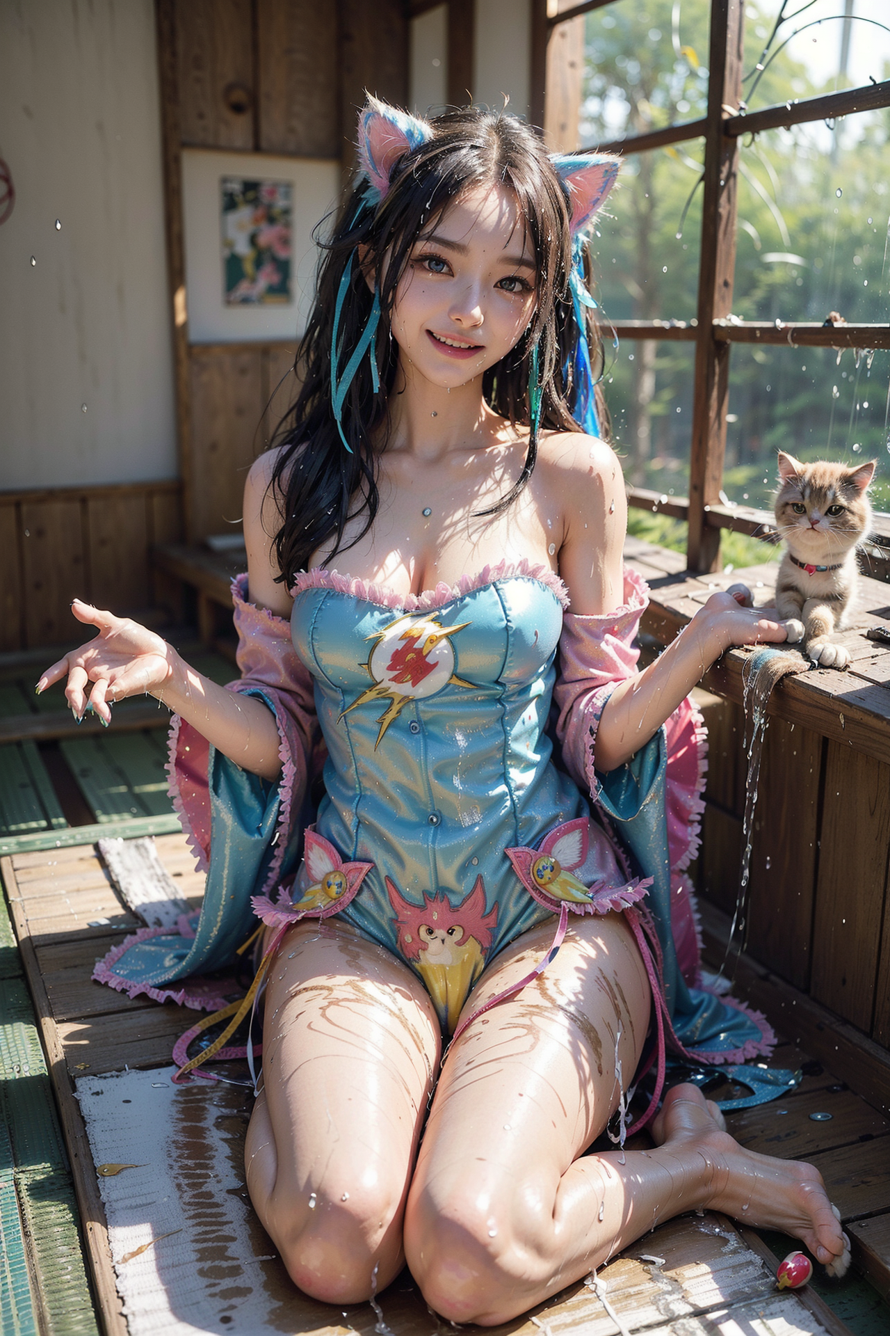猫耳姿の少女ポートレート #美少女 #アニメ調 #笑顔