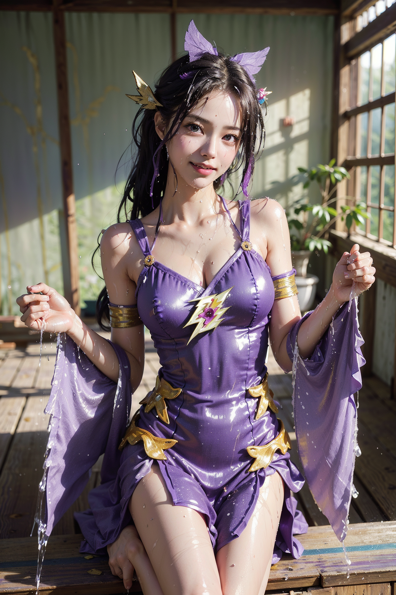 紫色衣装のファンタジー美少女ポートレート #美少女 #衣装 #アニメ調