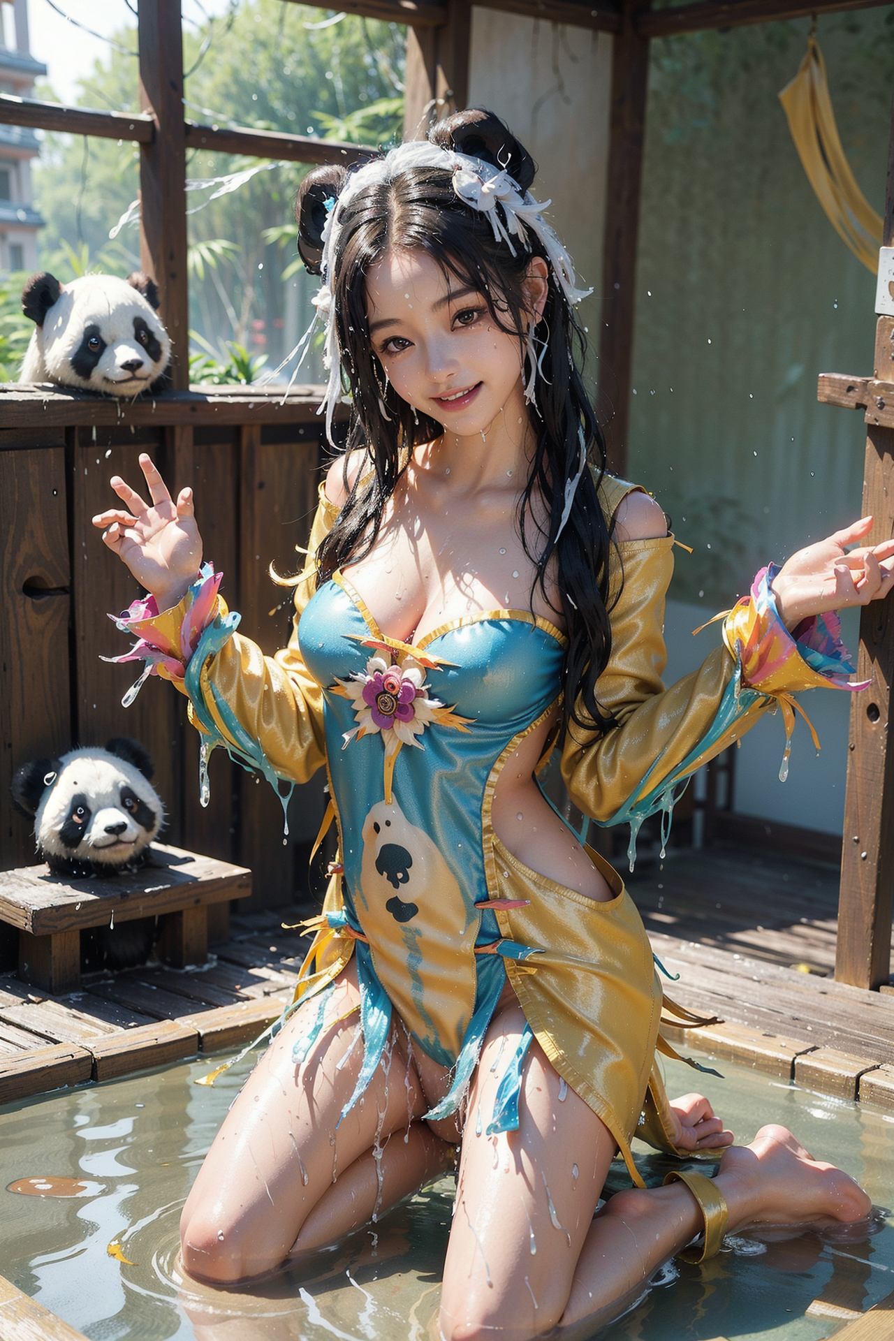 水辺の庭園で笑顔の美少女ポートレート #美少女 #笑顔 #清楚