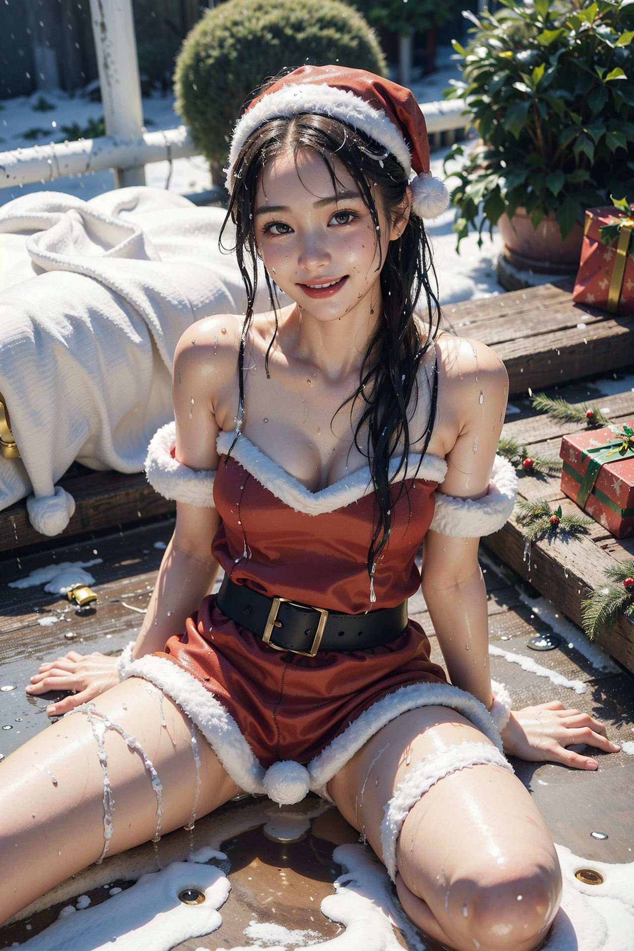 クリスマスコスチュームのポートレート #美少女 #屋外 #笑顔