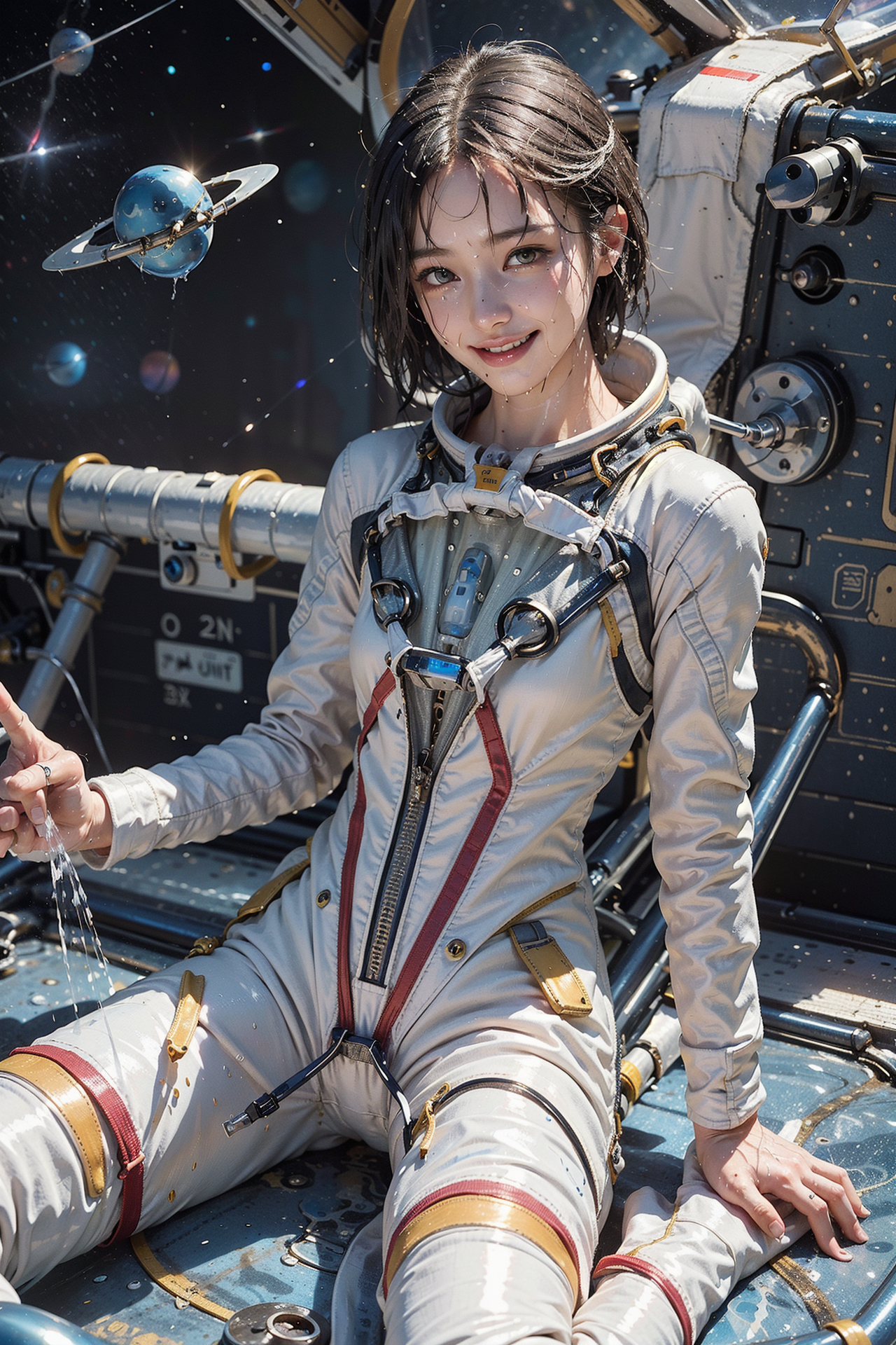 宇宙ステーションの宇宙服美少女ポートレート #美少女 #宇宙服 #アニメ調