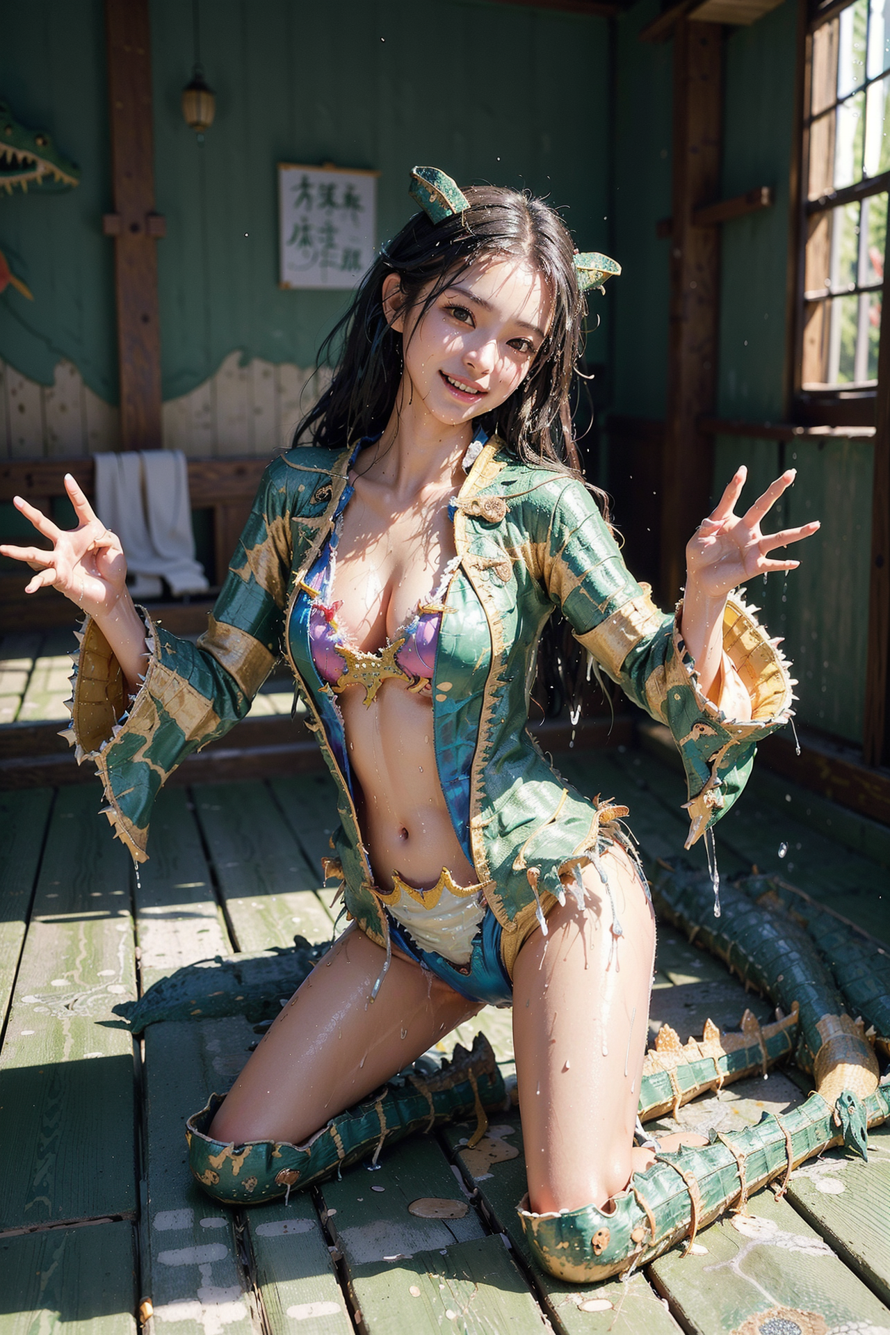 緑の古民家で笑顔のダンスポーズ #美少女 #笑顔 #ダンス