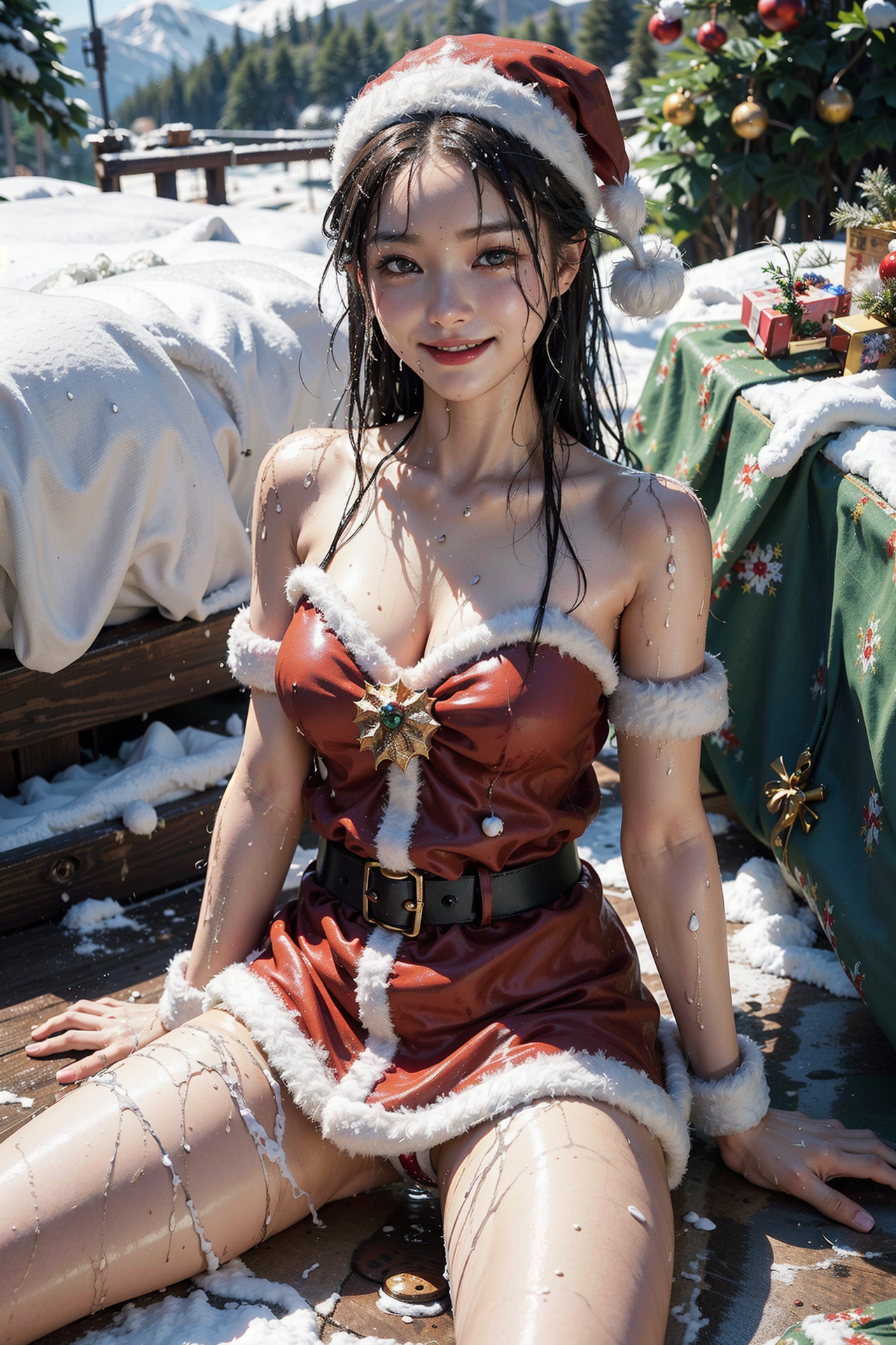 雪山のクリスマスポートレート #美少女 #屋外 #ファッション