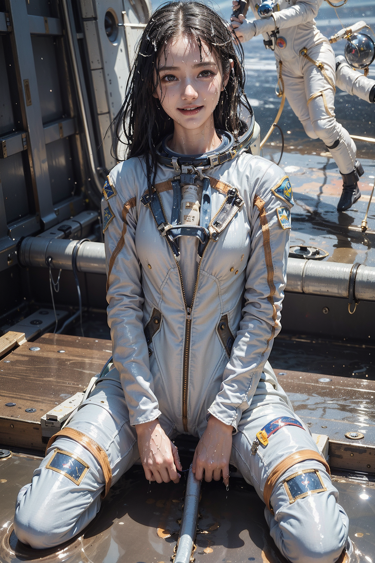 宇宙船甲板での笑顔ポートレート #美少女 #屋外 #笑顔