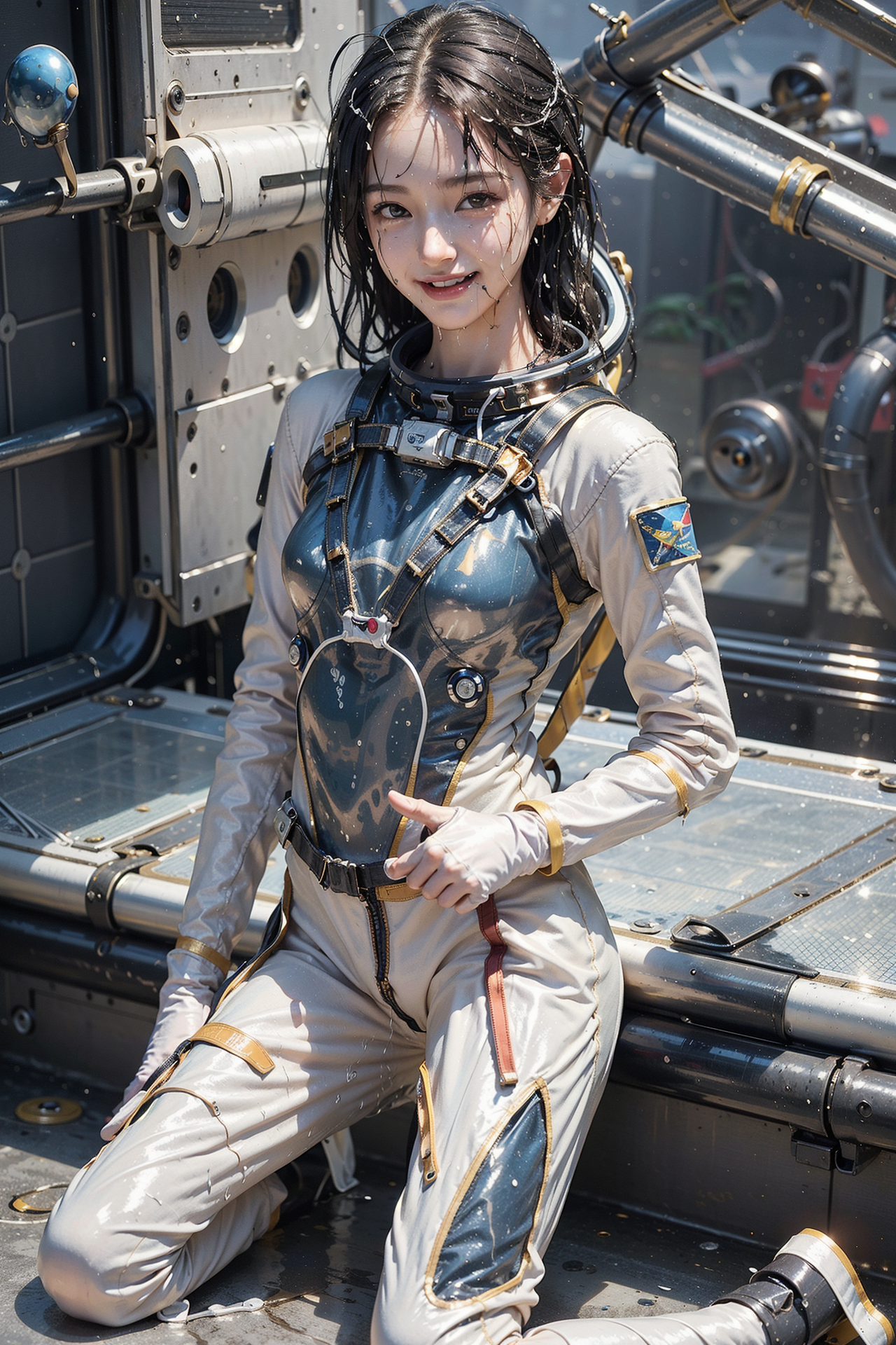 宇宙船内のパイロット美少女ポートレート #美少女 #アニメ調 #笑顔