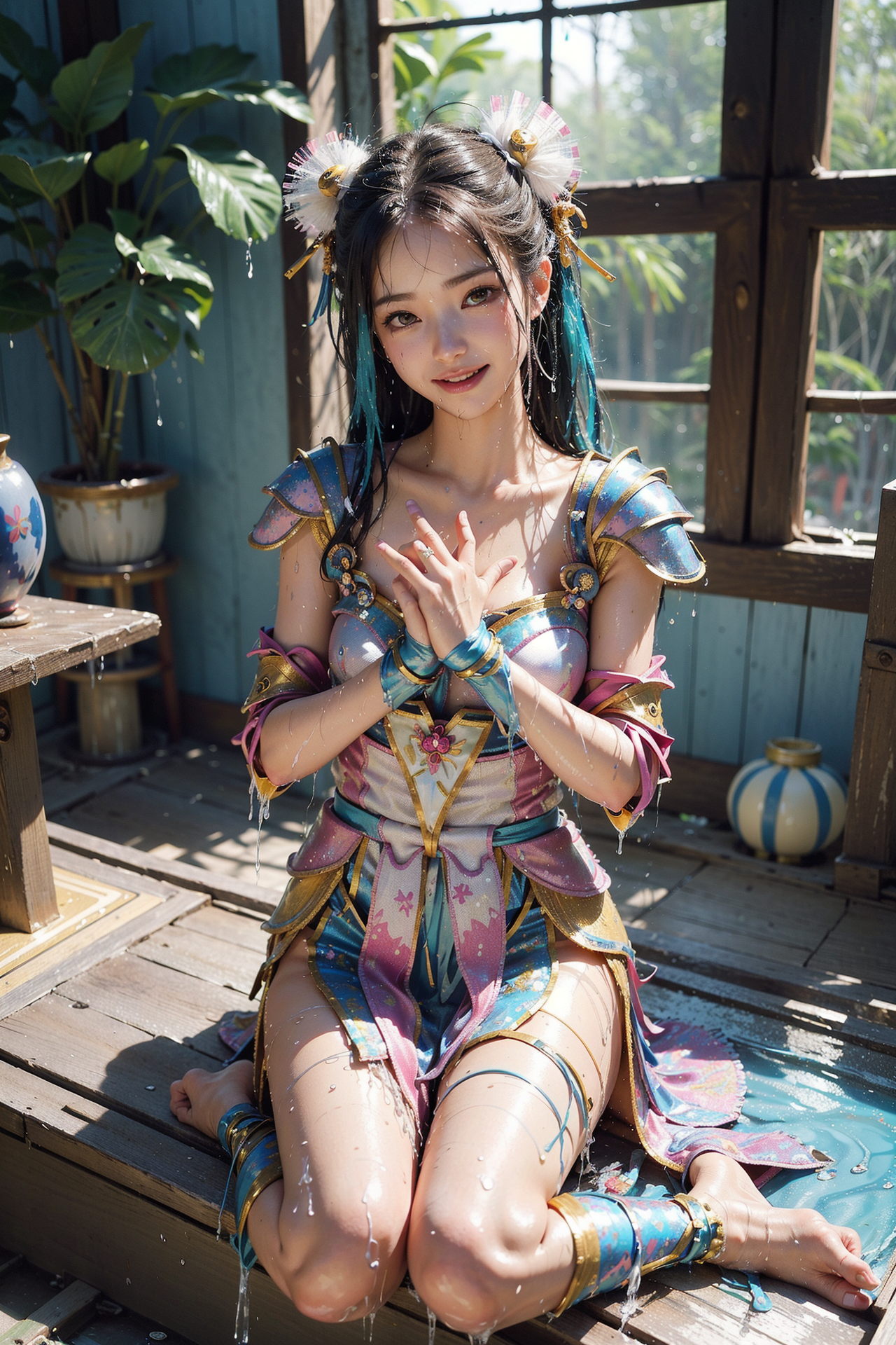 東アジア風の装飾と笑顔のポートレート #美少女 #笑顔 #清楚