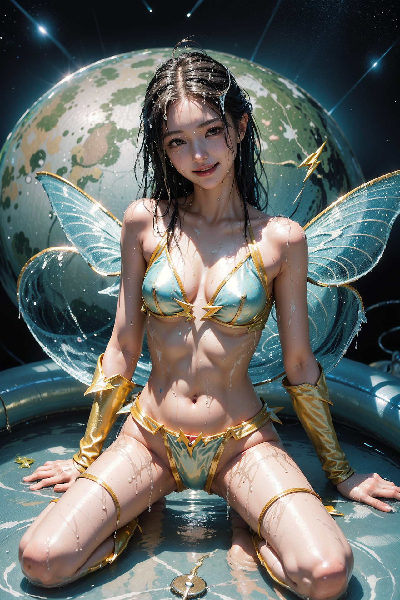 星空背景の妖精ポートレート #美少女 #笑顔 #アニメ調