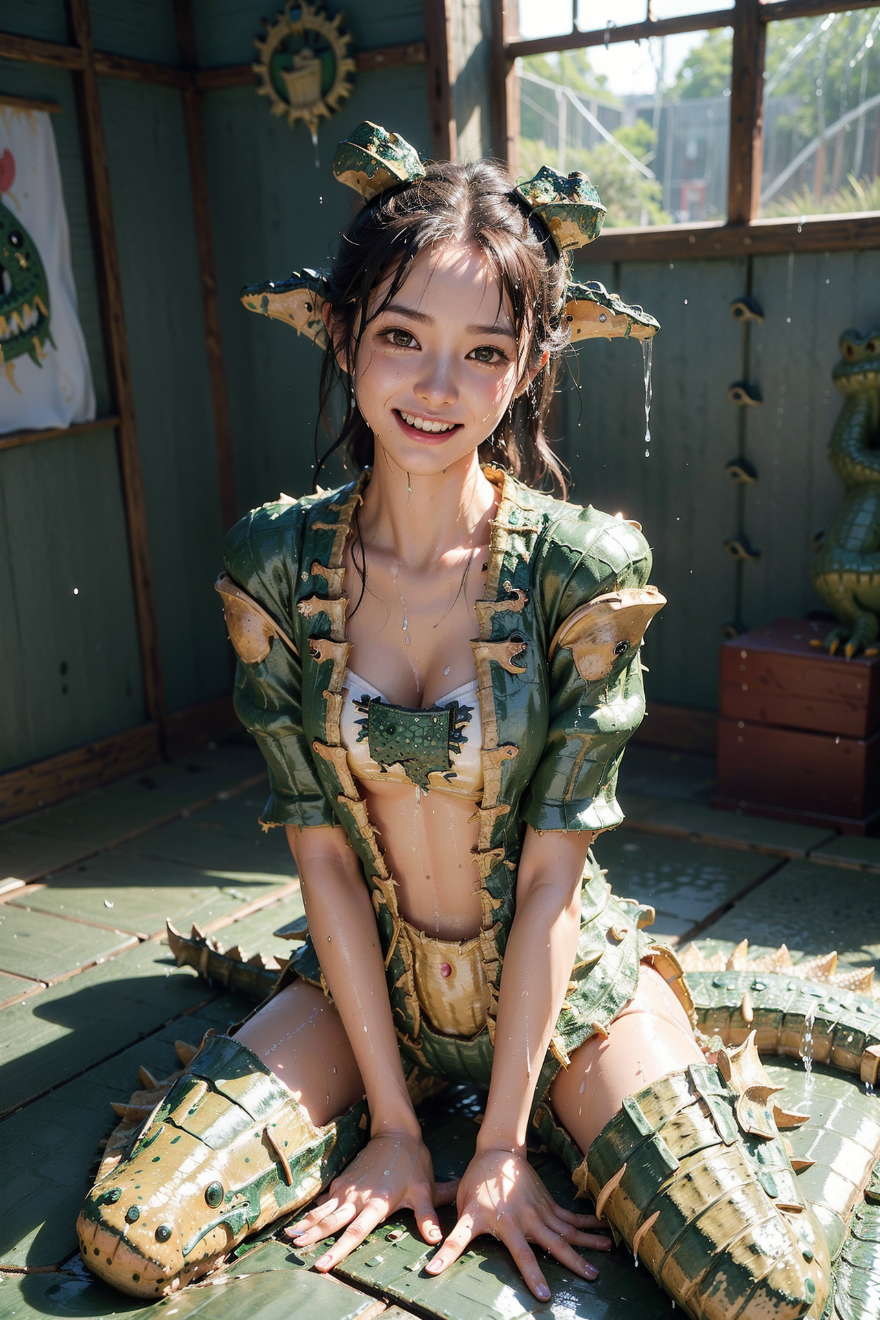 緑の和風衣装で微笑む美少女ポートレート #美少女 #笑顔 #ファッション