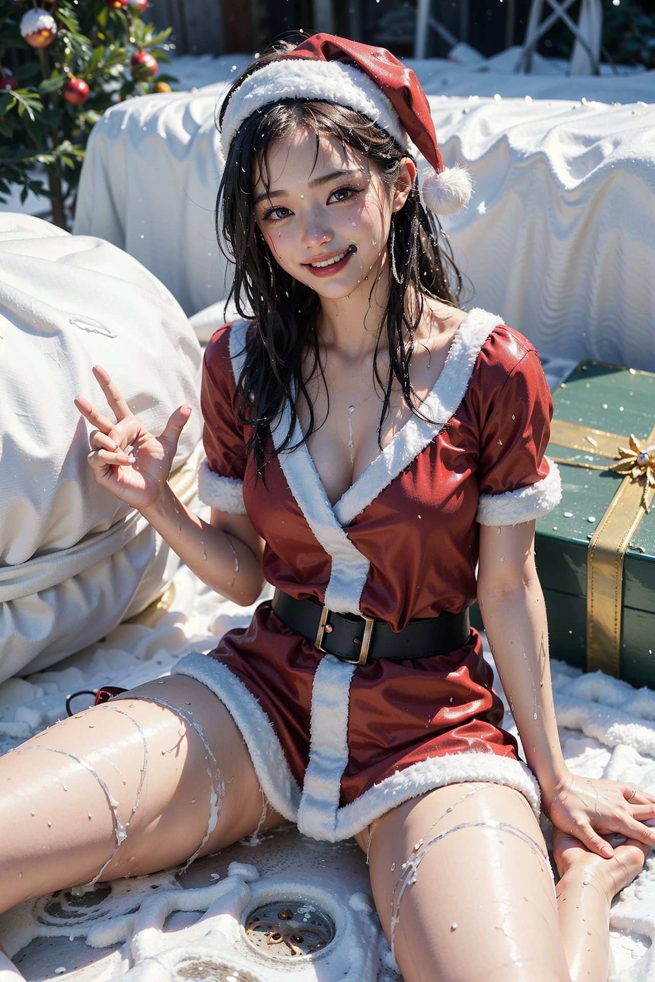 雪景色のサンタコスチューム美少女 #美少女 #笑顔 #屋外