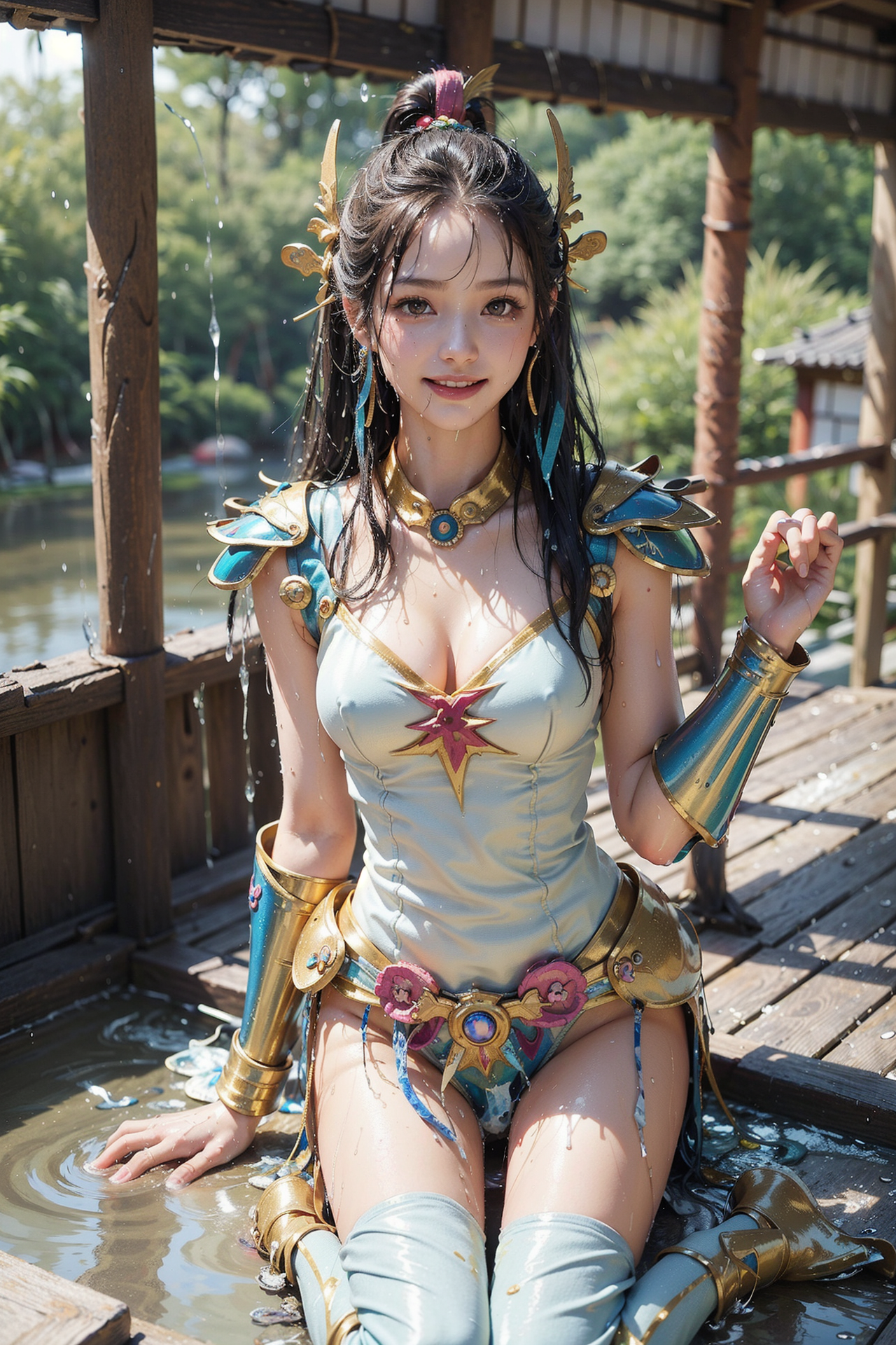 東洋風ファンタジー衣装の笑顔ポートレート #美少女 #清楚 #アニメ調
