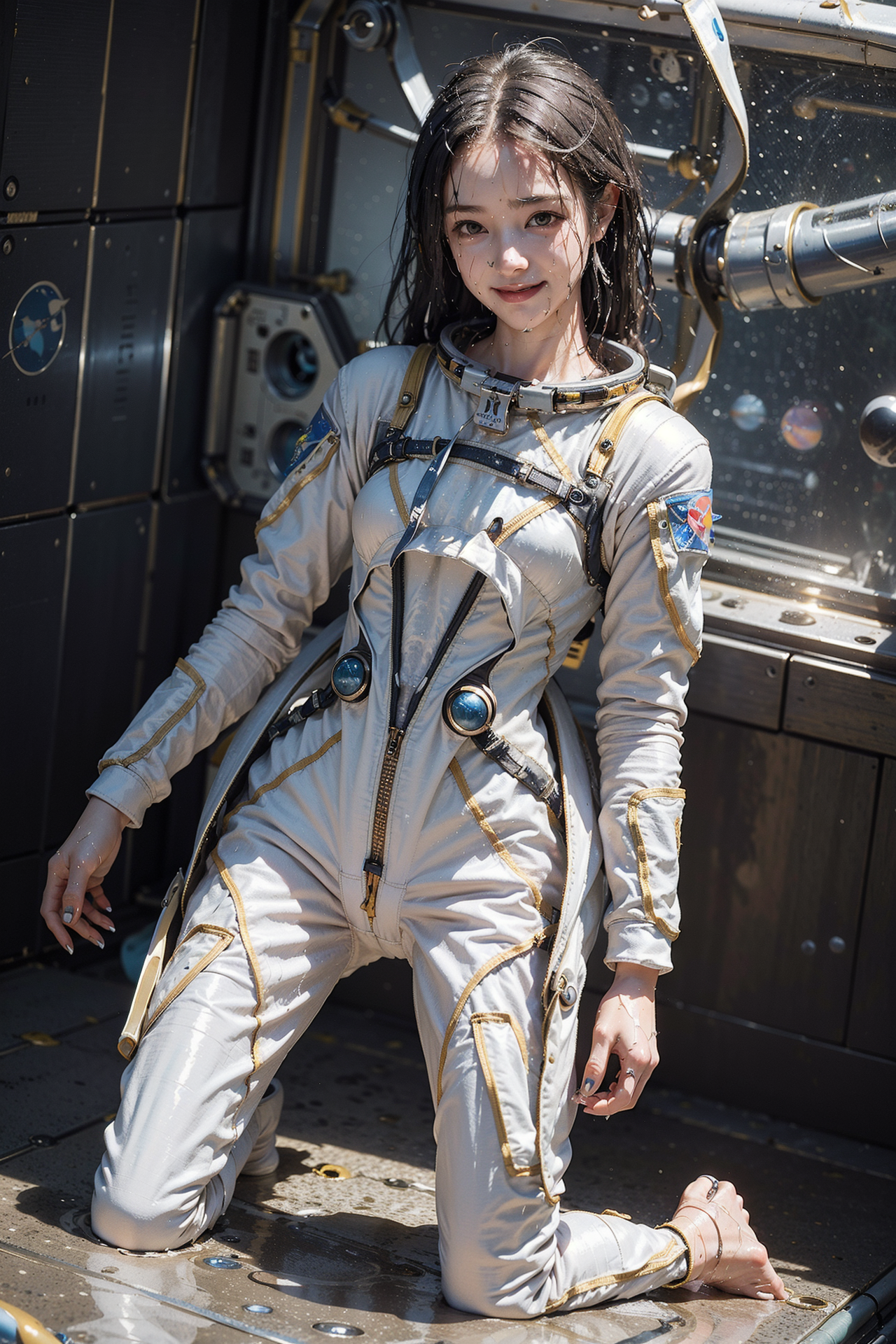 宇宙飛行士スーツのポートレート #美少女 #アニメ調 #笑顔