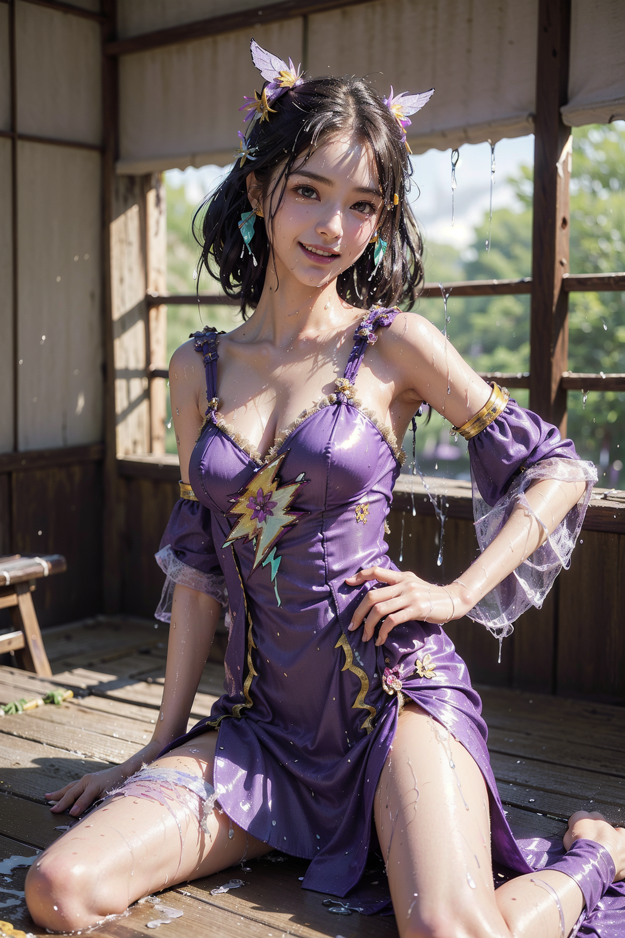 紫色ドレスの笑顔ポートレート #美少女 #笑顔 #ファッション