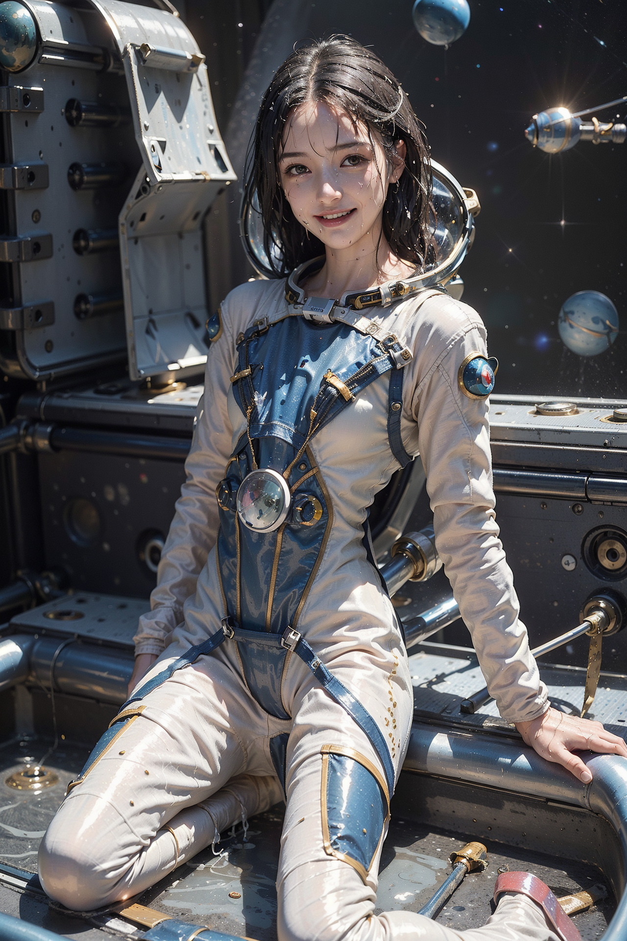 宇宙ステーションの宇宙飛行士ポートレート #美少女 #笑顔 #清楚