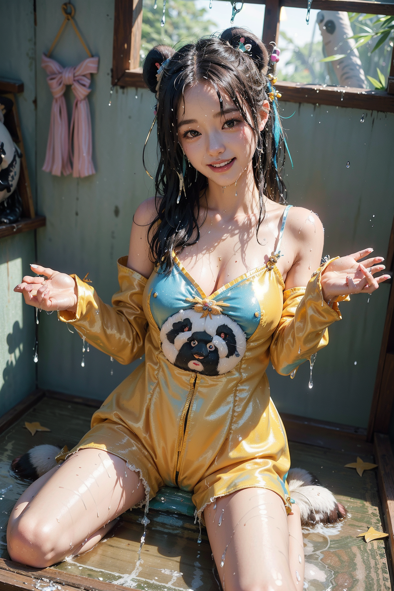 金色ジャケットの笑顔ポートレート #美少女 #アニメ調 #笑顔