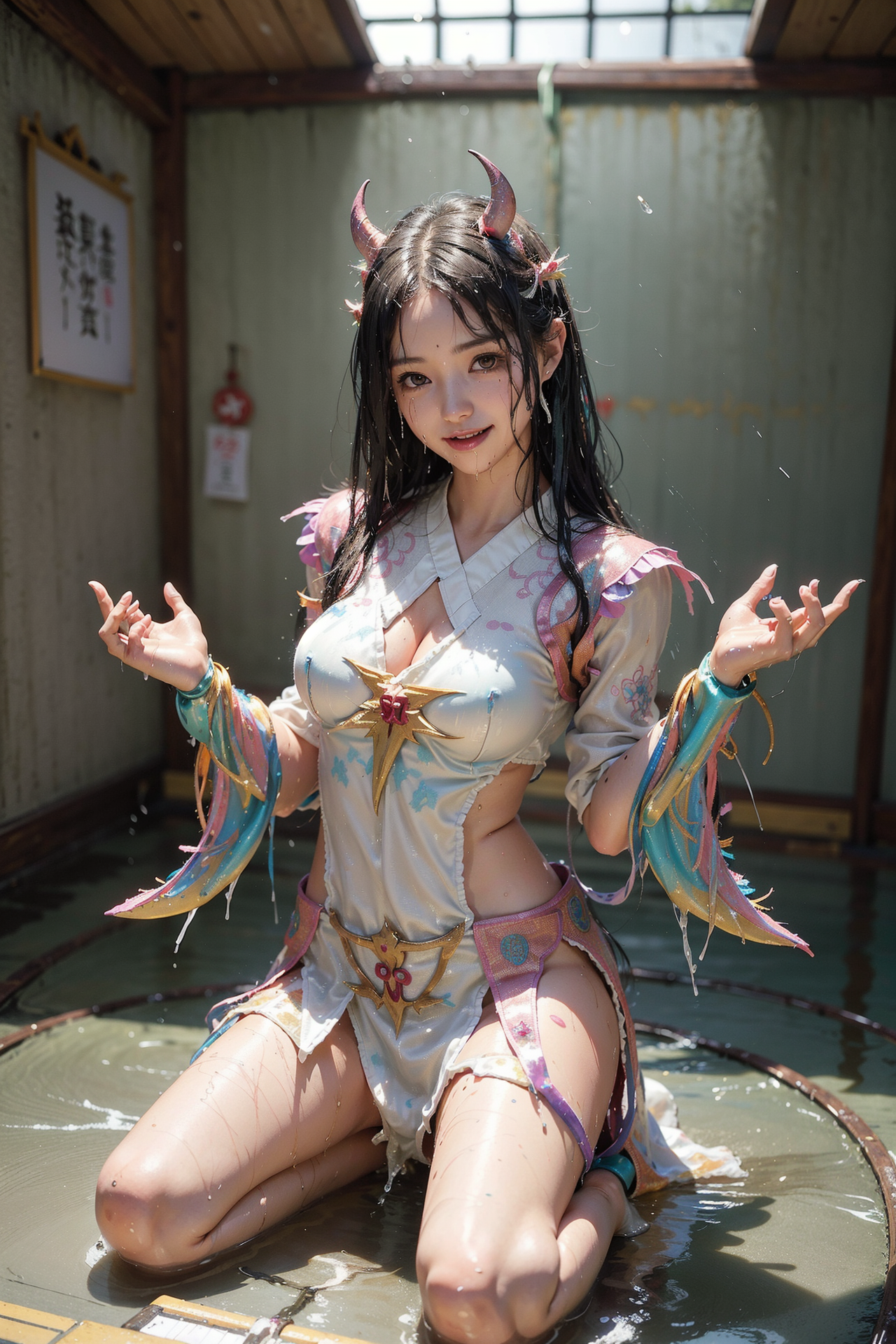 鬼角と和装の幻想的ポートレート #美少女 #コスプレ #かわいい