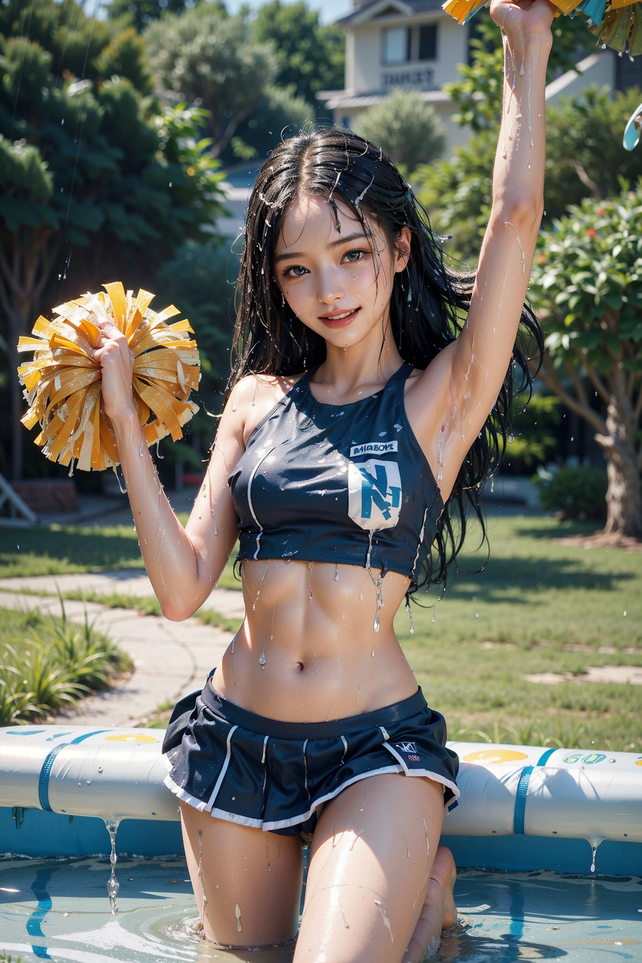 夏の庭園でチアスピリット #美少女 #屋外 #自然