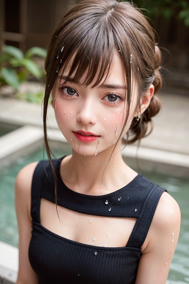 水滴に濡れた清楚なポートレート #美少女 #清楚 #庭園