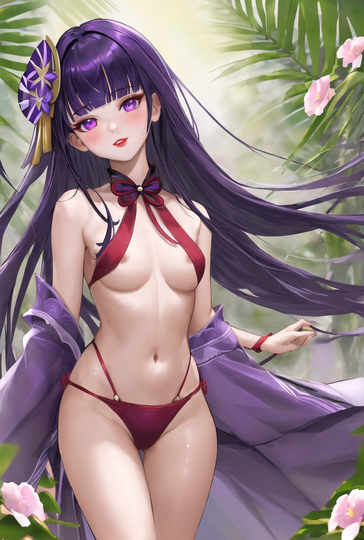 紫髪の優雅な美少女と南国の花 #美少女 #紫髪 #エレガント