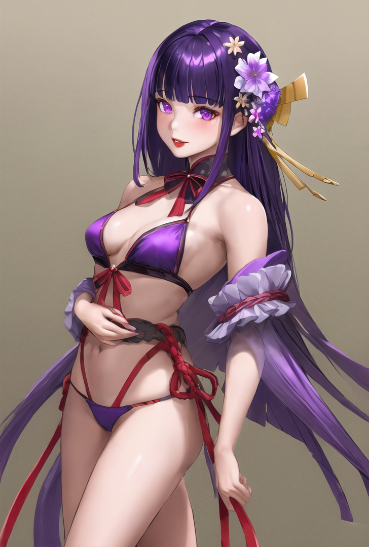 紫髪の優雅なアニメキャラクター #美少女 #紫髪 #花飾り