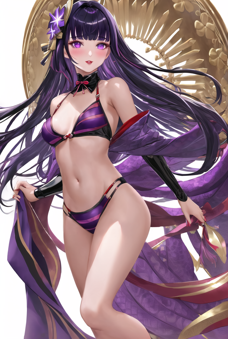紫髪の神秘的な美少女、金色の背景に優雅に佇む #美少女 #神秘的 #紫髪
