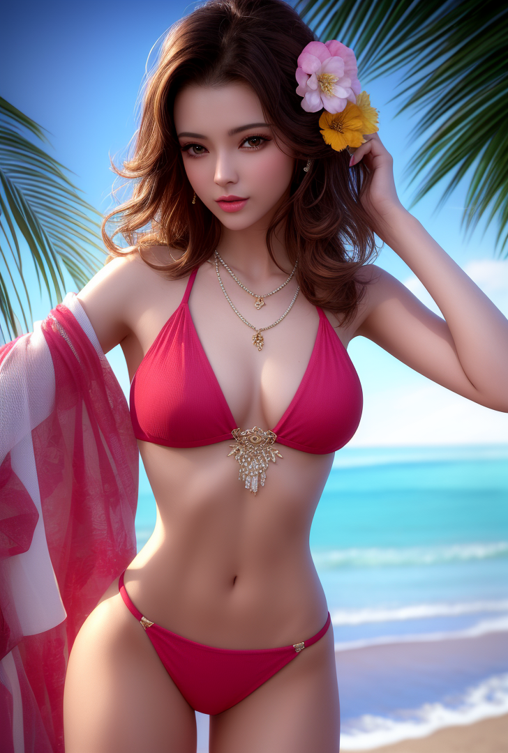 ビーチリゾートの優雅なポートレート #美少女 #水着 #ビーチ