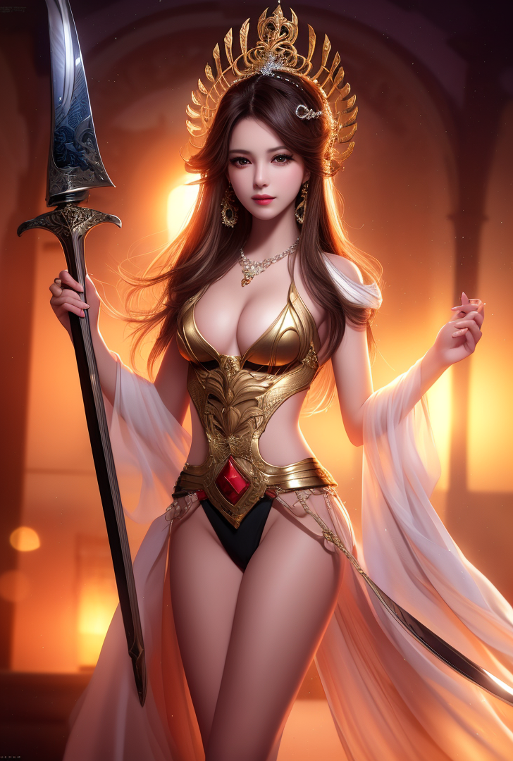 黄金の王冠を纏う戦士姫のファンタジーポートレート #美少女 #戦士 #王妃