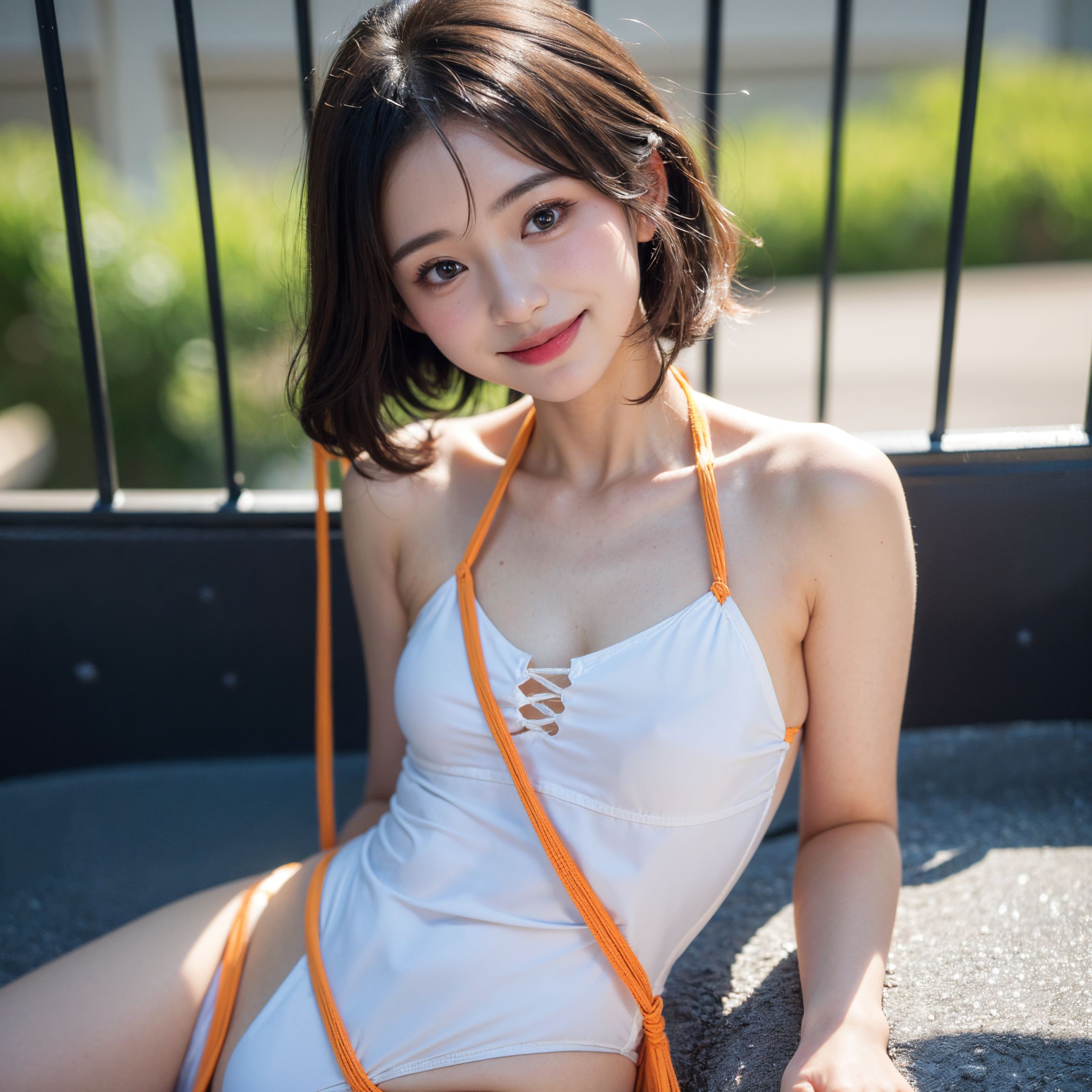 白いワンピースの清楚美少女、夏の庭園ポートレート #美少女 #清楚 #夏