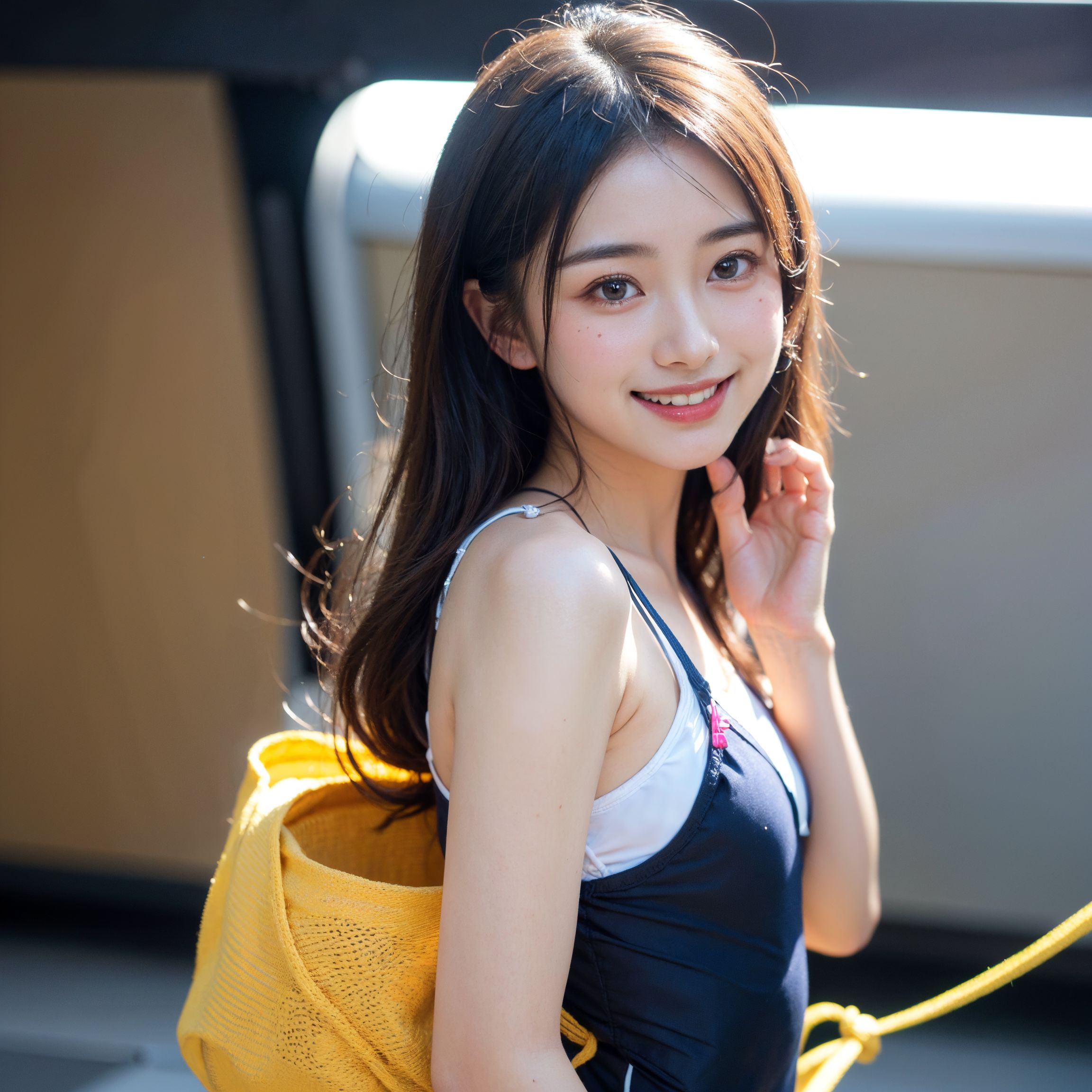 黒白スポーティウェアの振り返り笑顔ポートレート #笑顔 #清潔感 #スポーティ