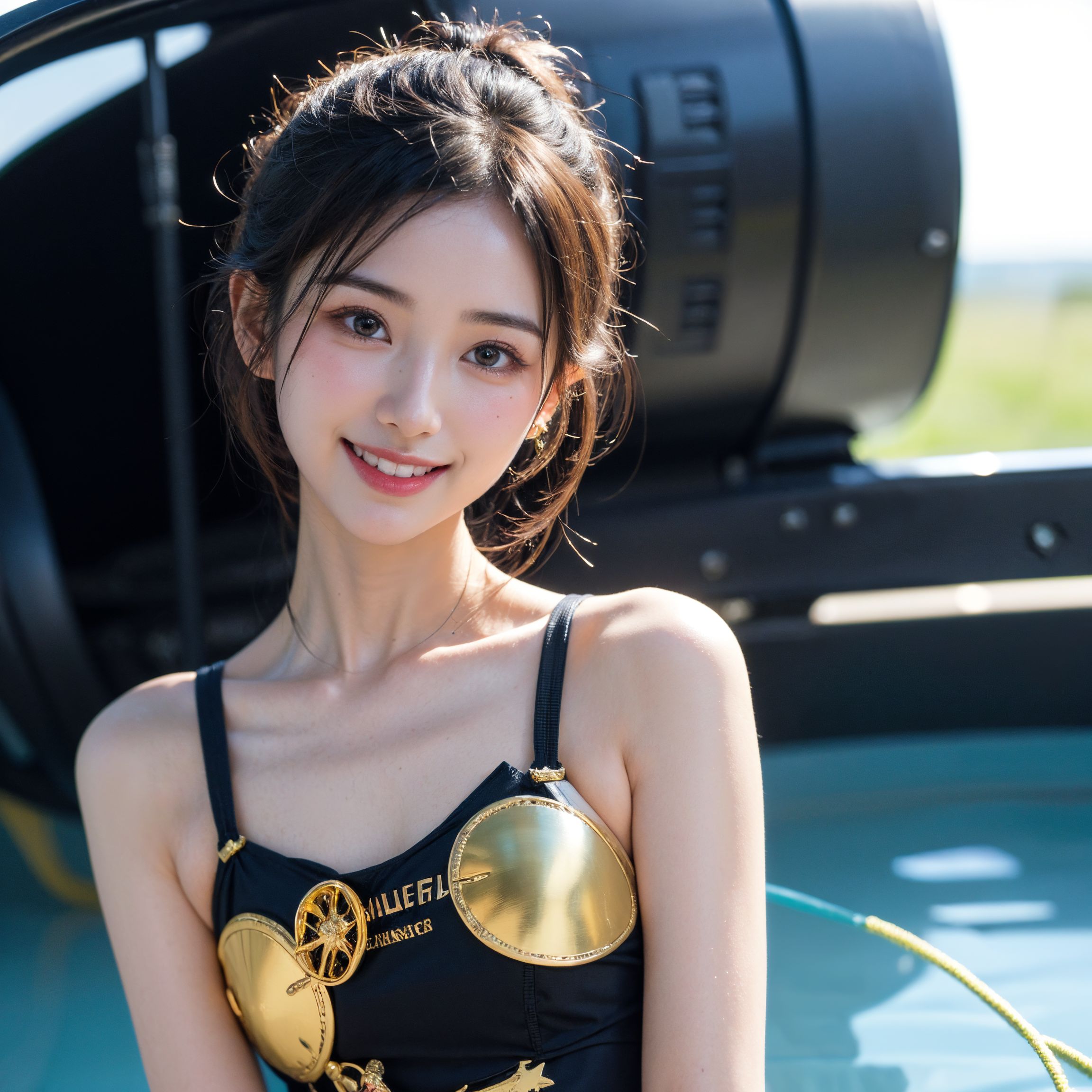午後の日差しで輝く、束ねた髪と優雅な笑顔 #美少女 #笑顔 #屋外