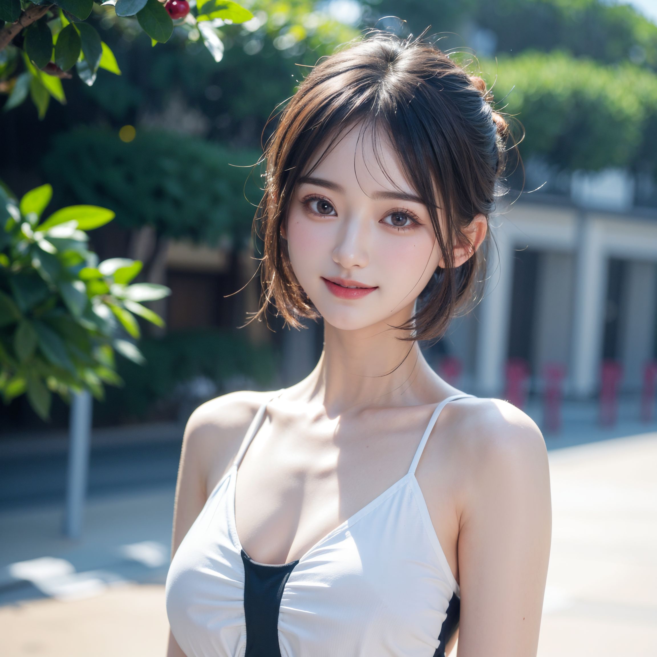 夏の庭園で微笑む清楚な少女のポートレート #美少女 #清楚 #屋外