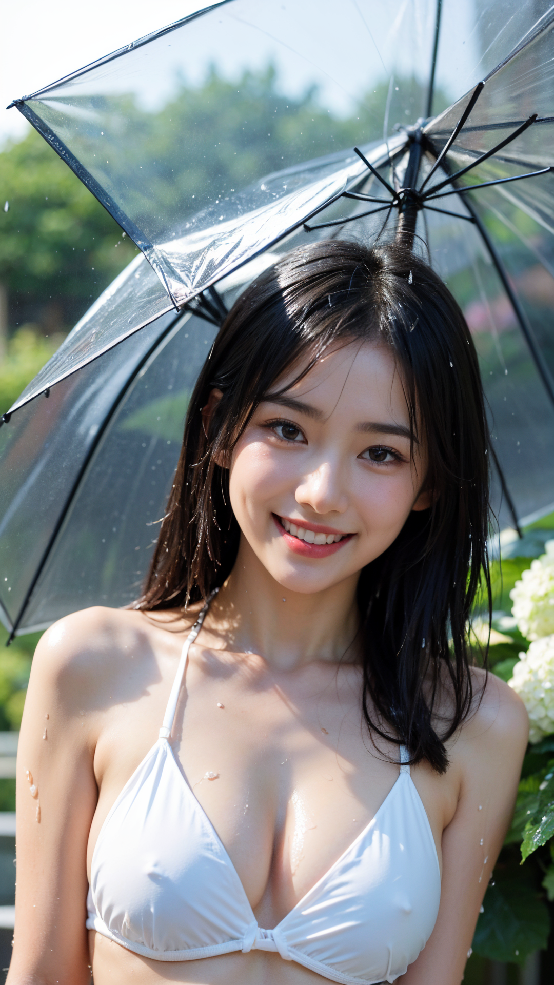 雨の中の笑顔ポートレート #美少女 #笑顔 #屋外