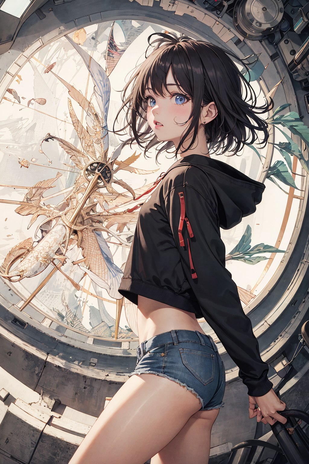宇宙ステーション内の振り返り #美少女 #振り返り #奇想的
