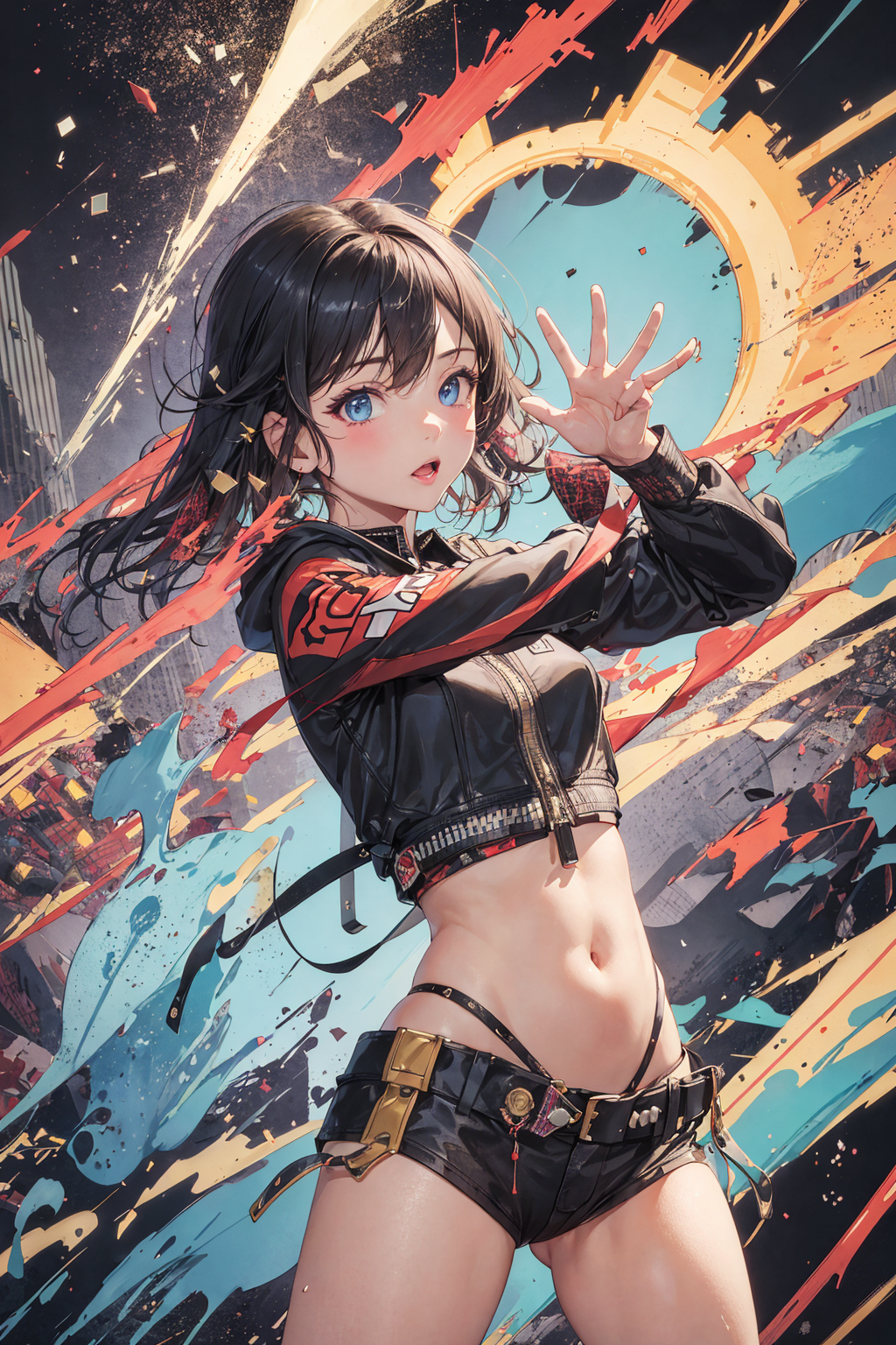 青い瞳の戦士、ハイテク装備で躍動するアニメ調ポートレート #美少女 #アニメ調 #元気
